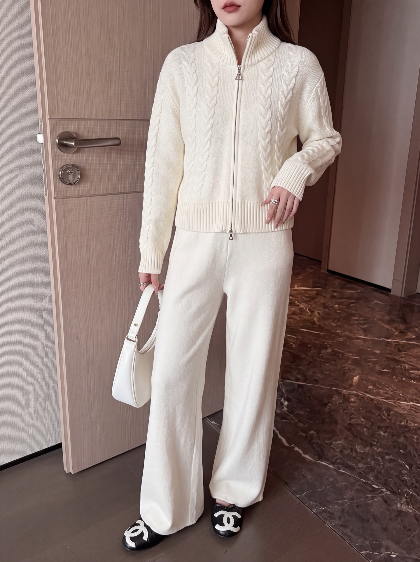 Max 26fw jacquard knit cardigan pants sets