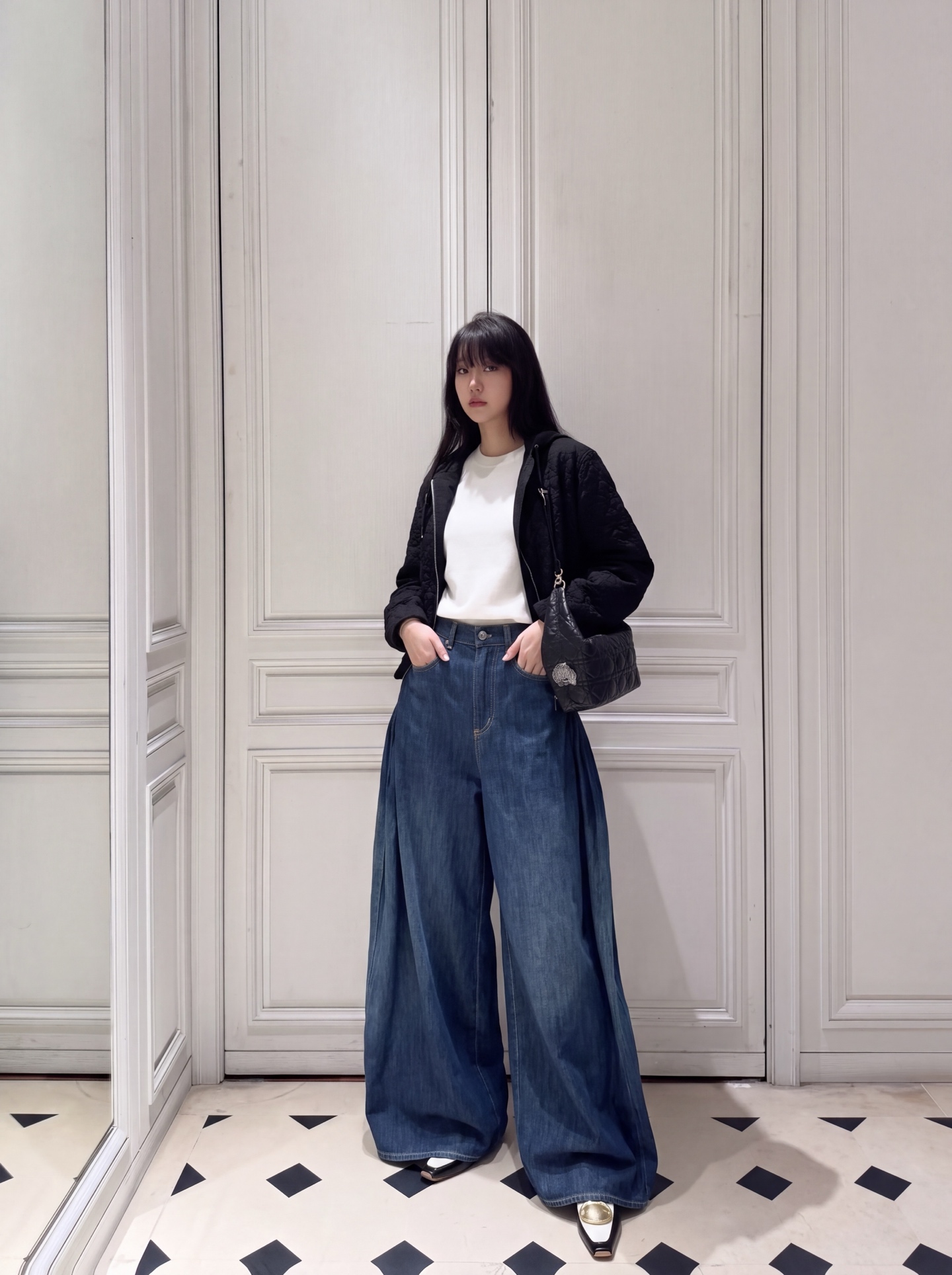 CD 26FW Side-Pleated Wide-Leg Jeans