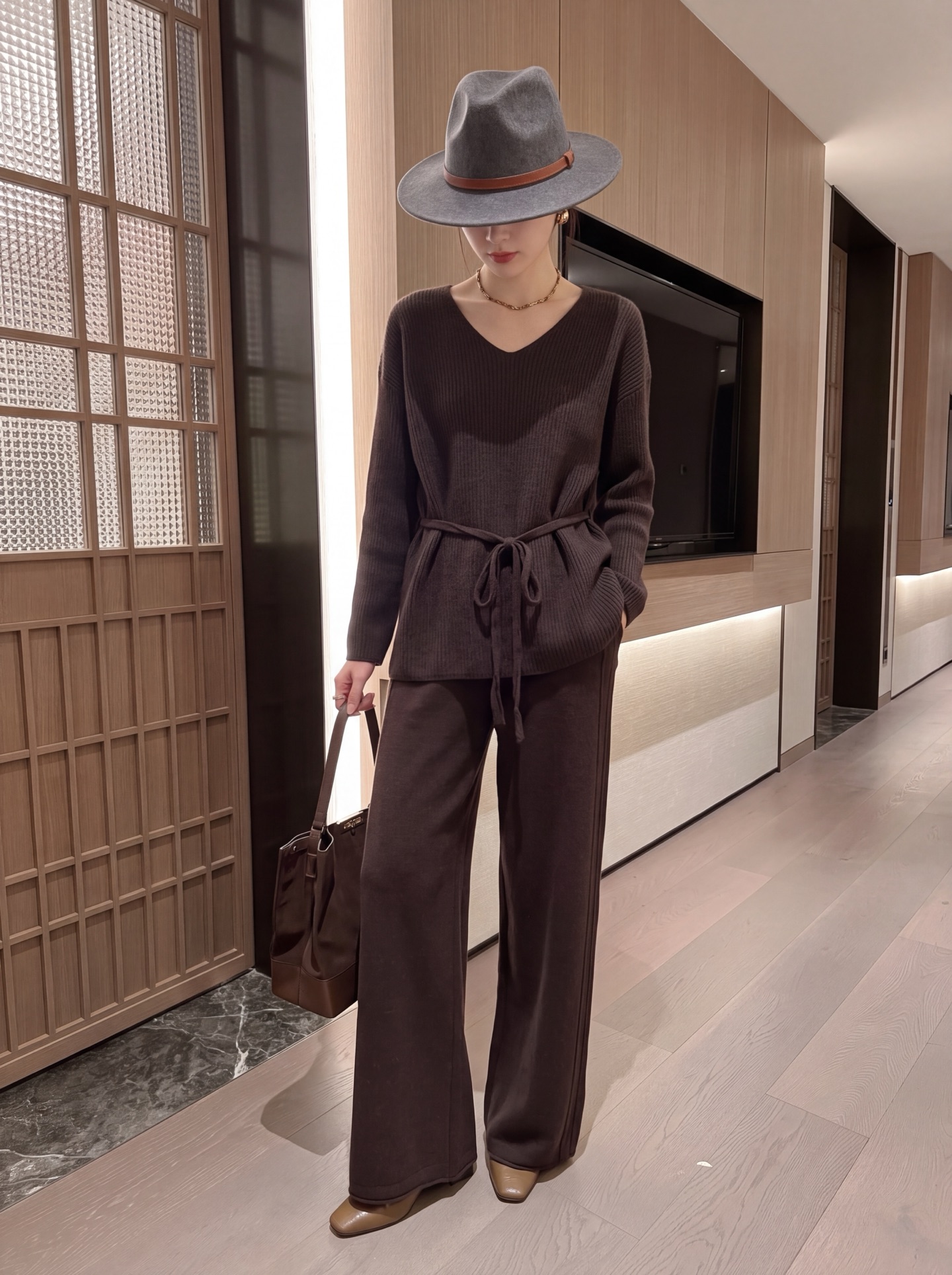 Brun 26fw wool sweater pants sets