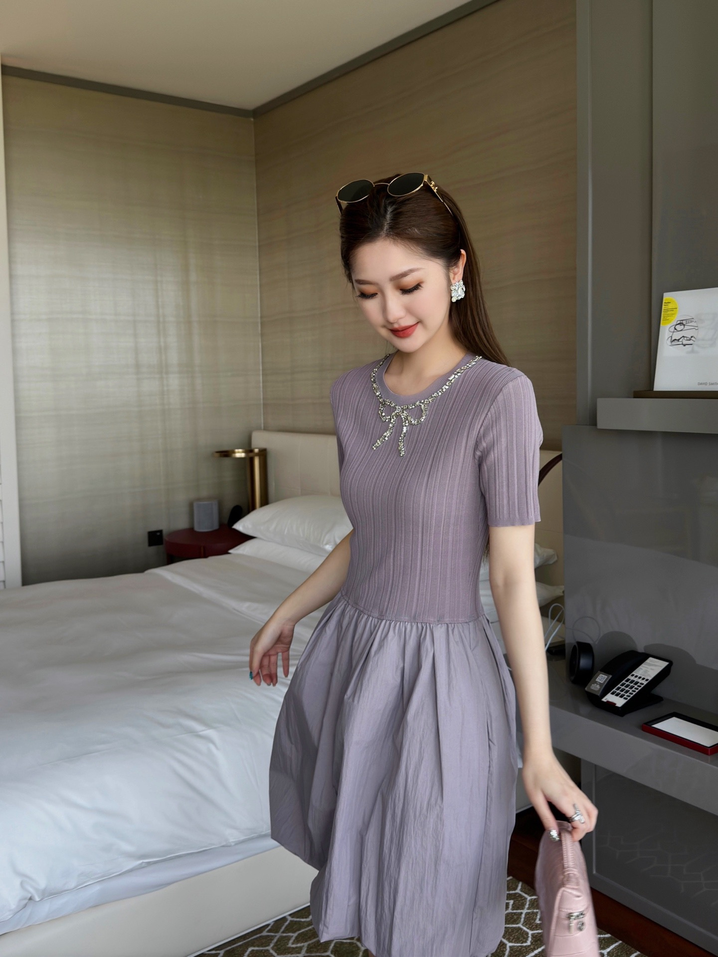 Valen 26ss beading knit contract dress