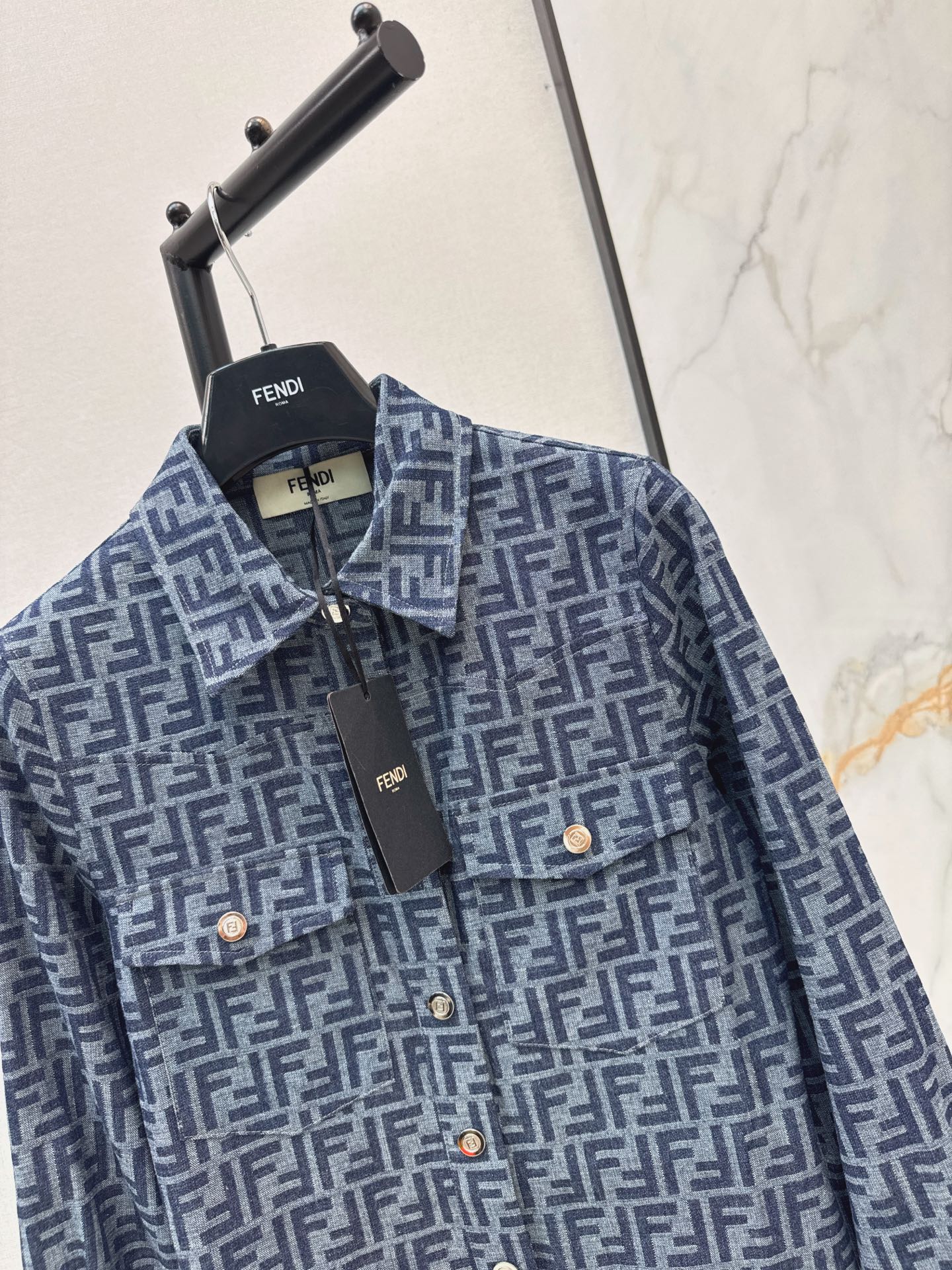 Fen 26fw jacquard denim dress