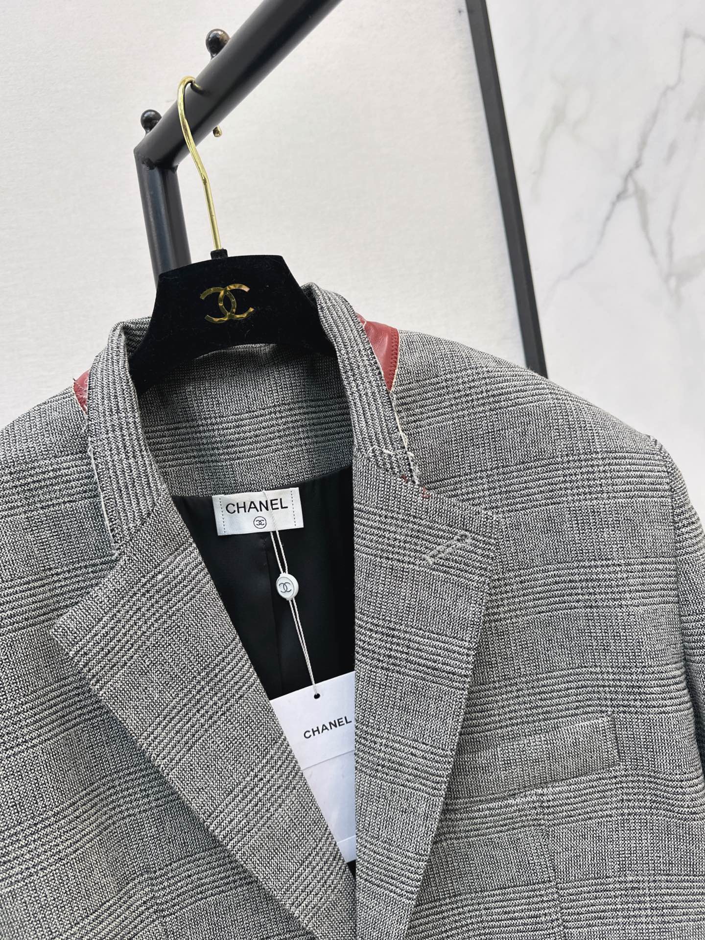 Chan 26fw check cropped jacket
