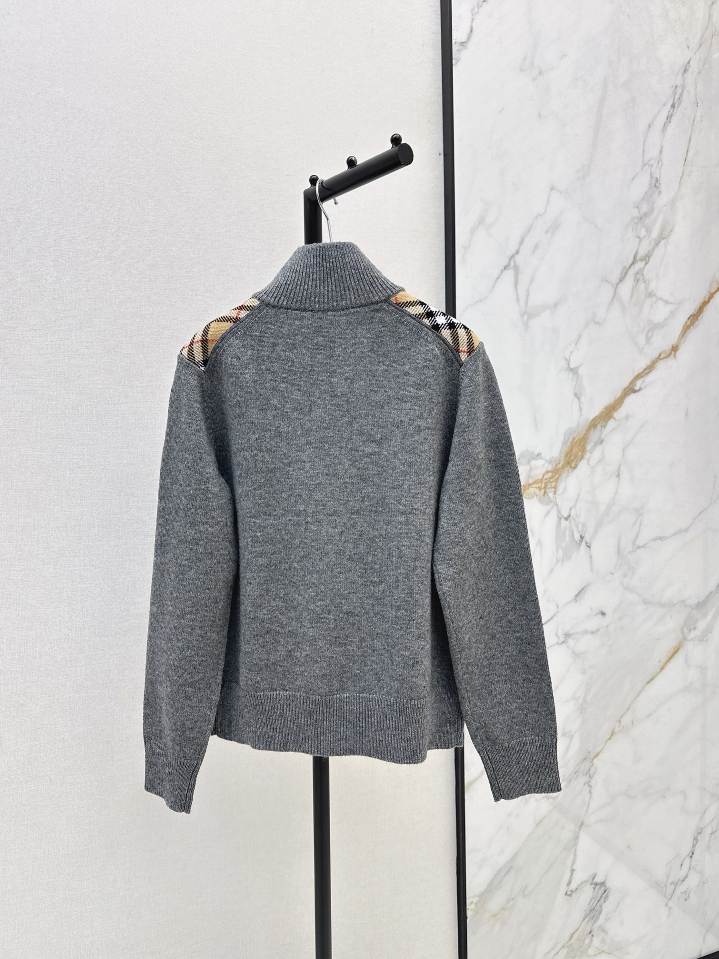 Burb 26fw check contract zipper jacket