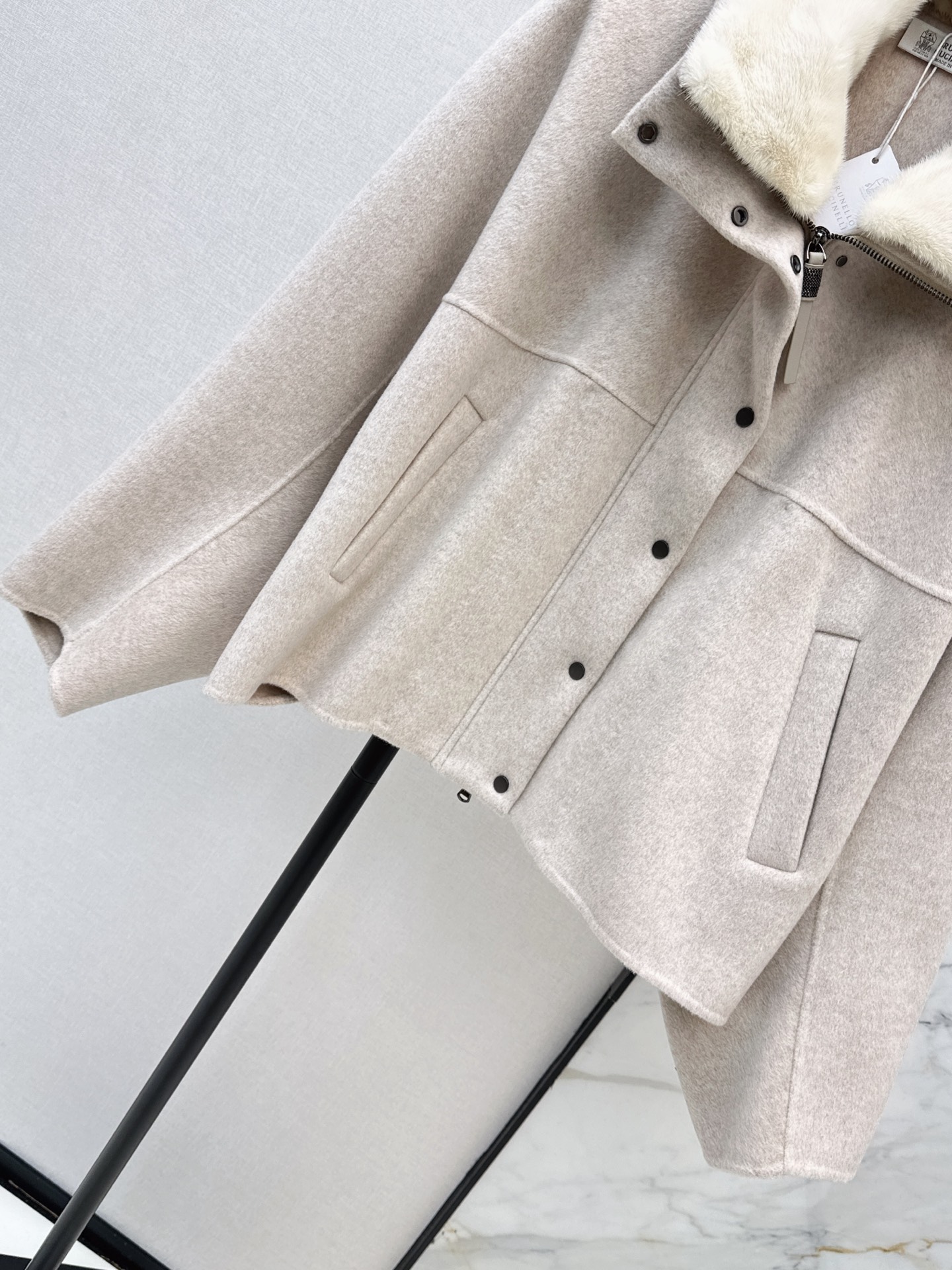 Brun 26fw fur-trim wool jacket