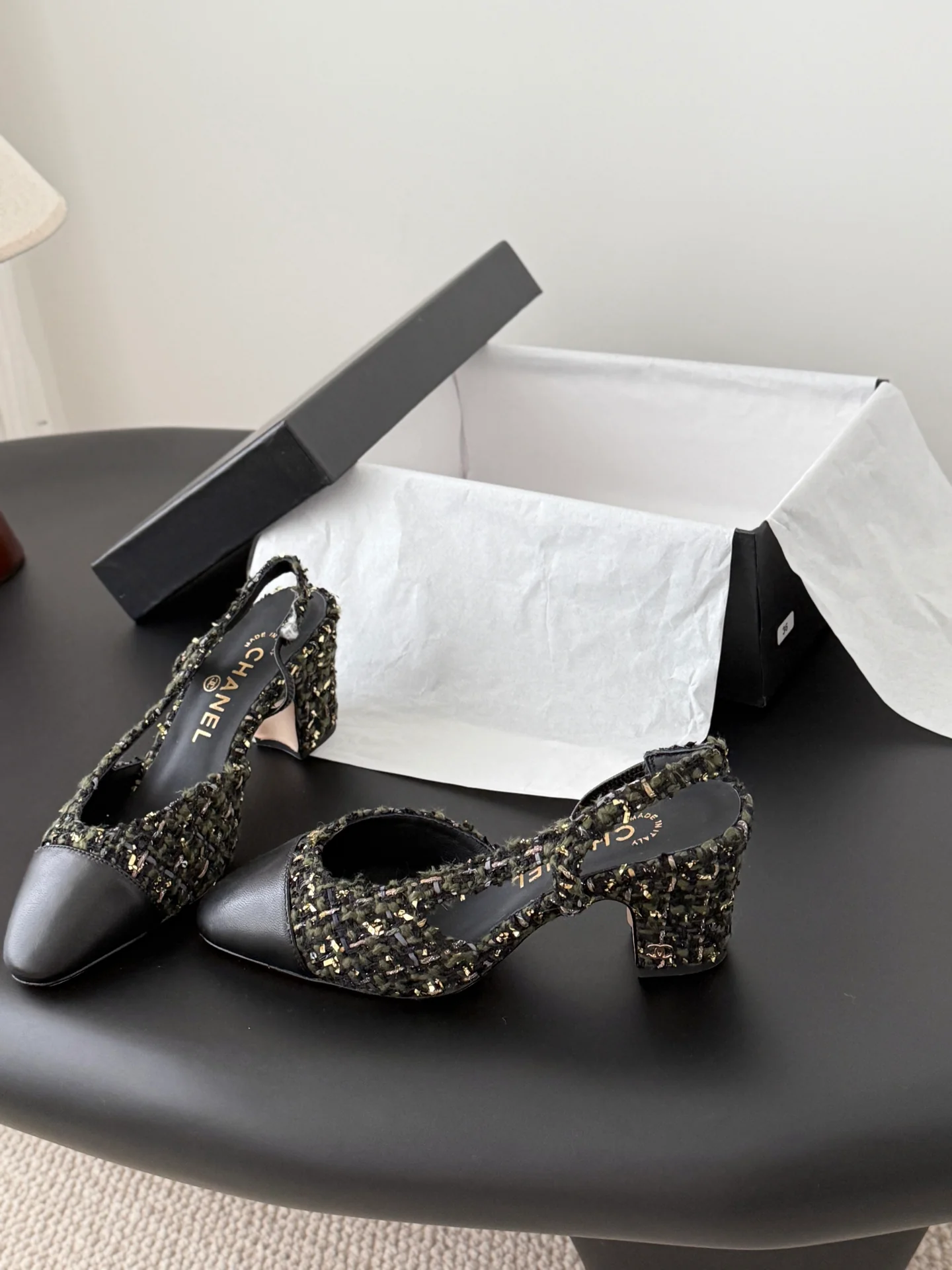 Chan 25fw slingback chunky heels