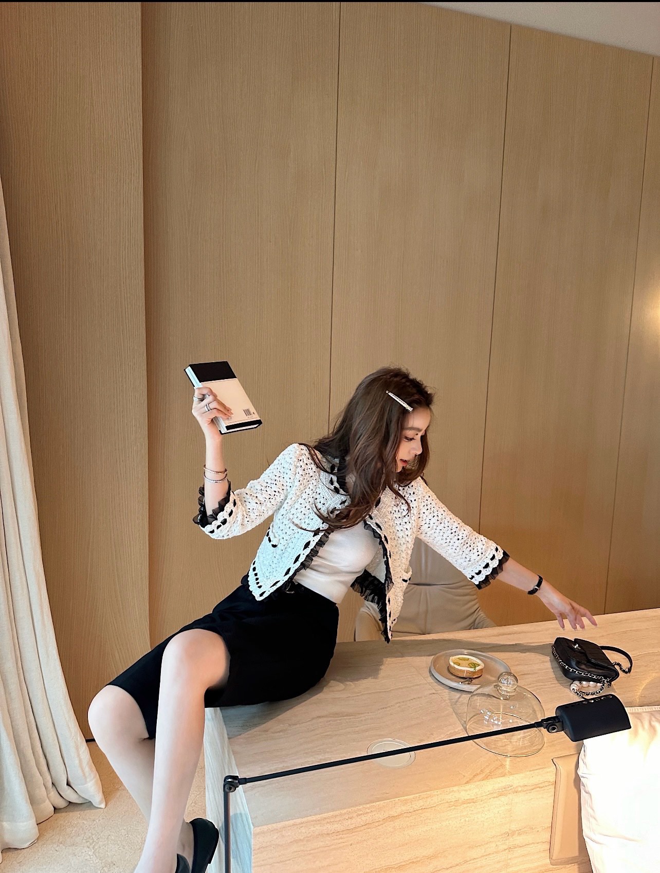 Chan 26fw hollow knit cardigan