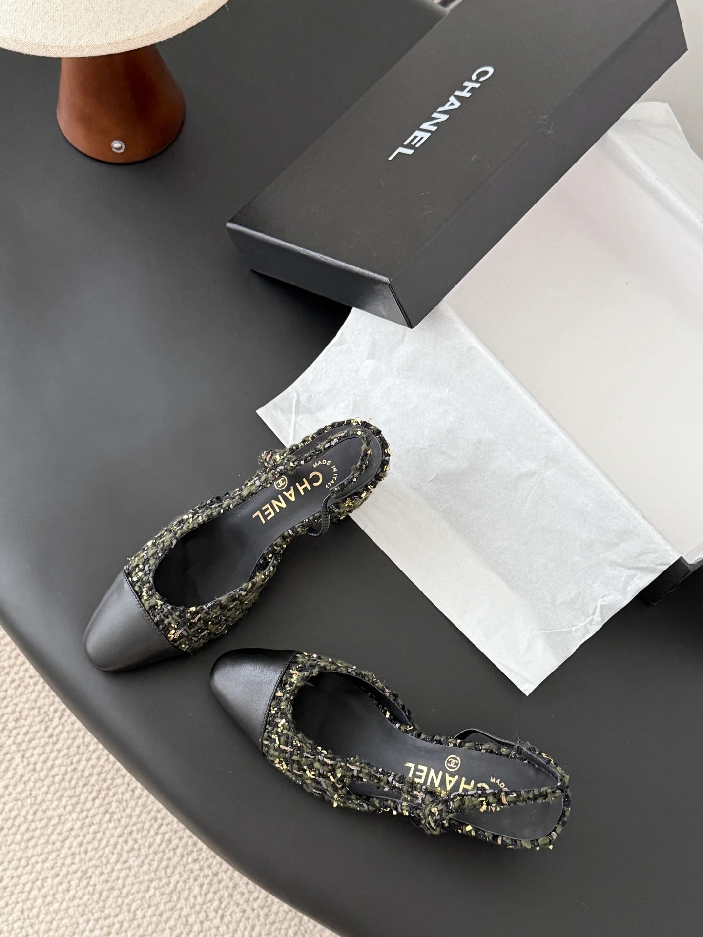 Chan 25fw slingback chunky heels