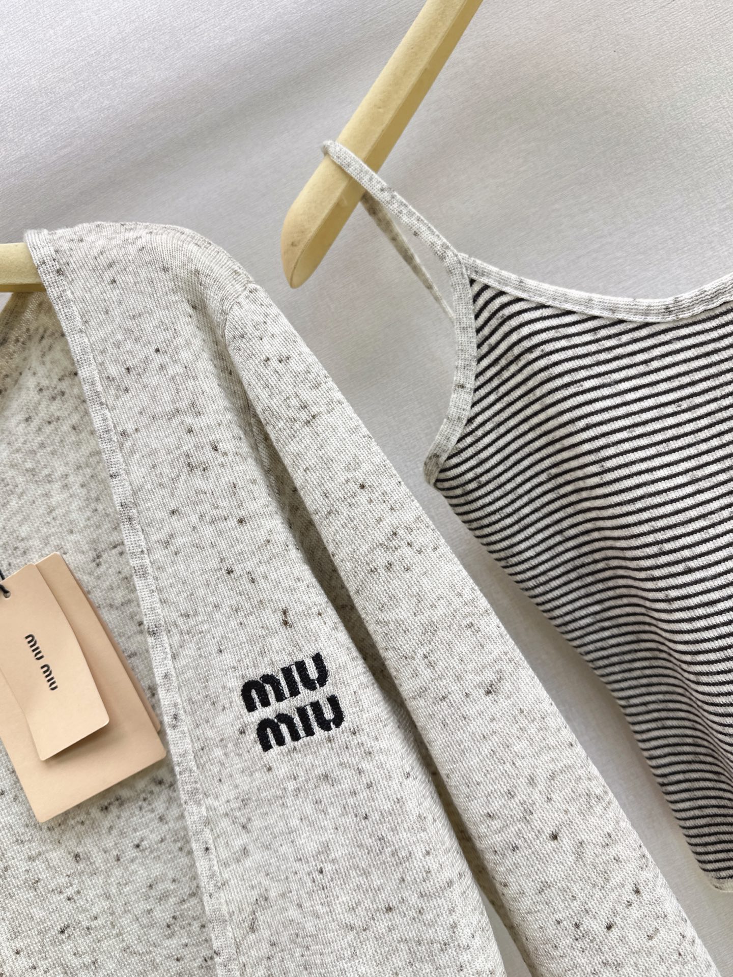 Miu 26fw stripe knit vest cardigan sets