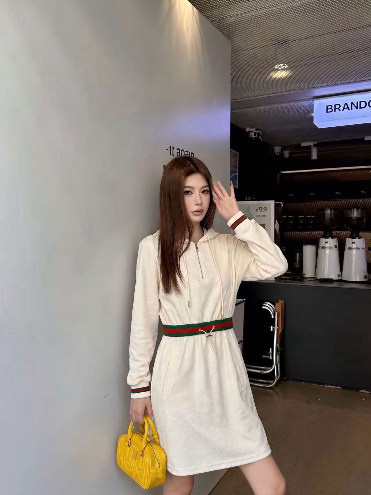 Guc 26fw jacquard hooded dress