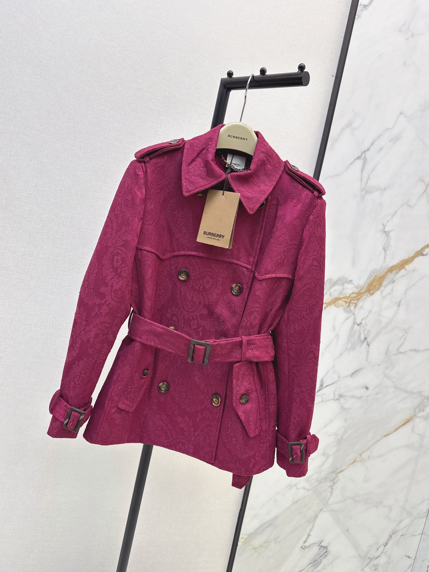 Bur 26fw lace cropped trench coats