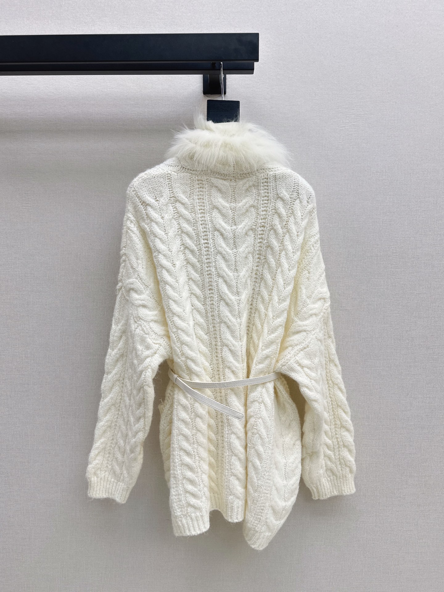 Fen 26fw fur-trim knit cardigan