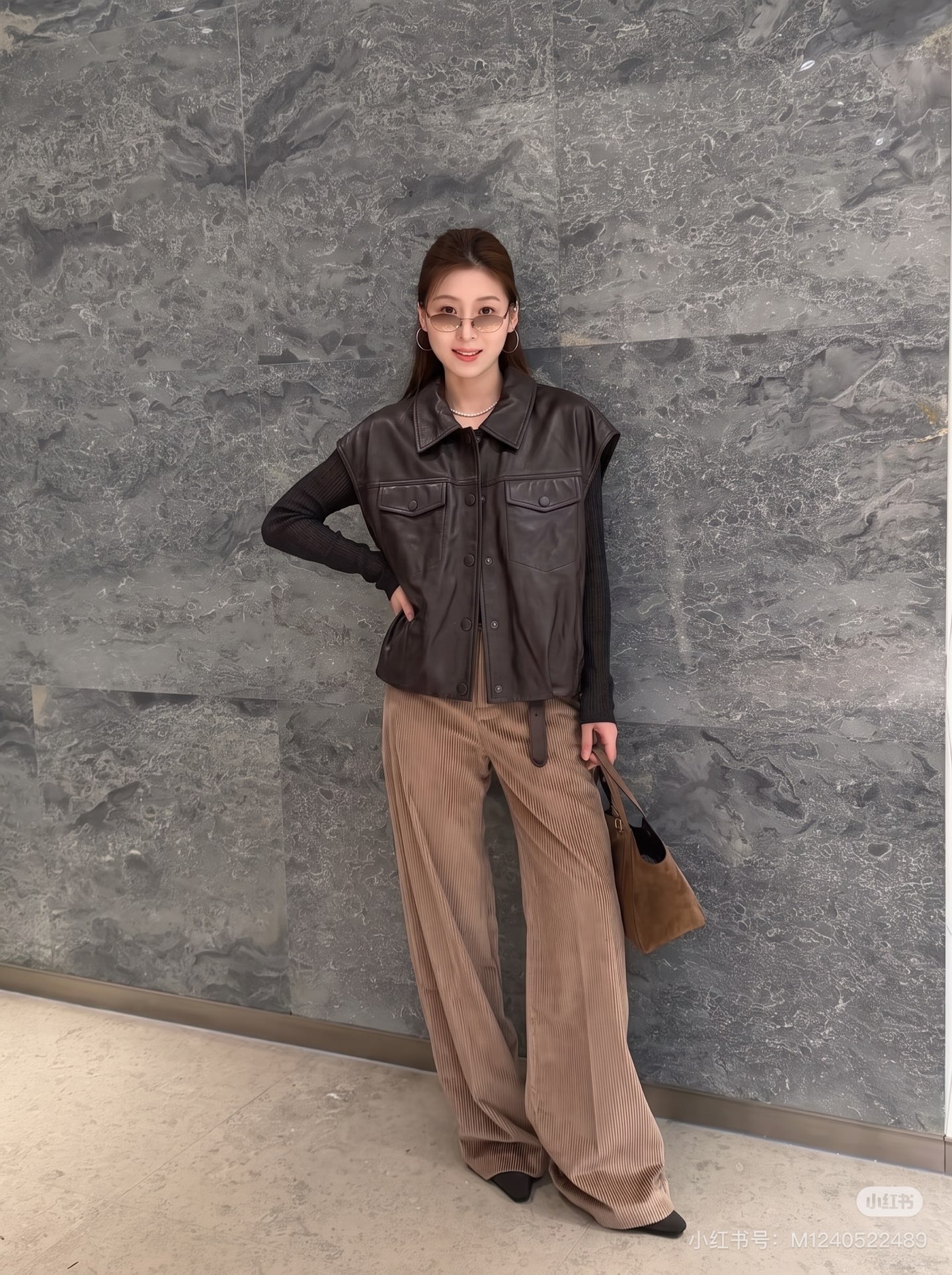 Brun 26fw leather vest jacket