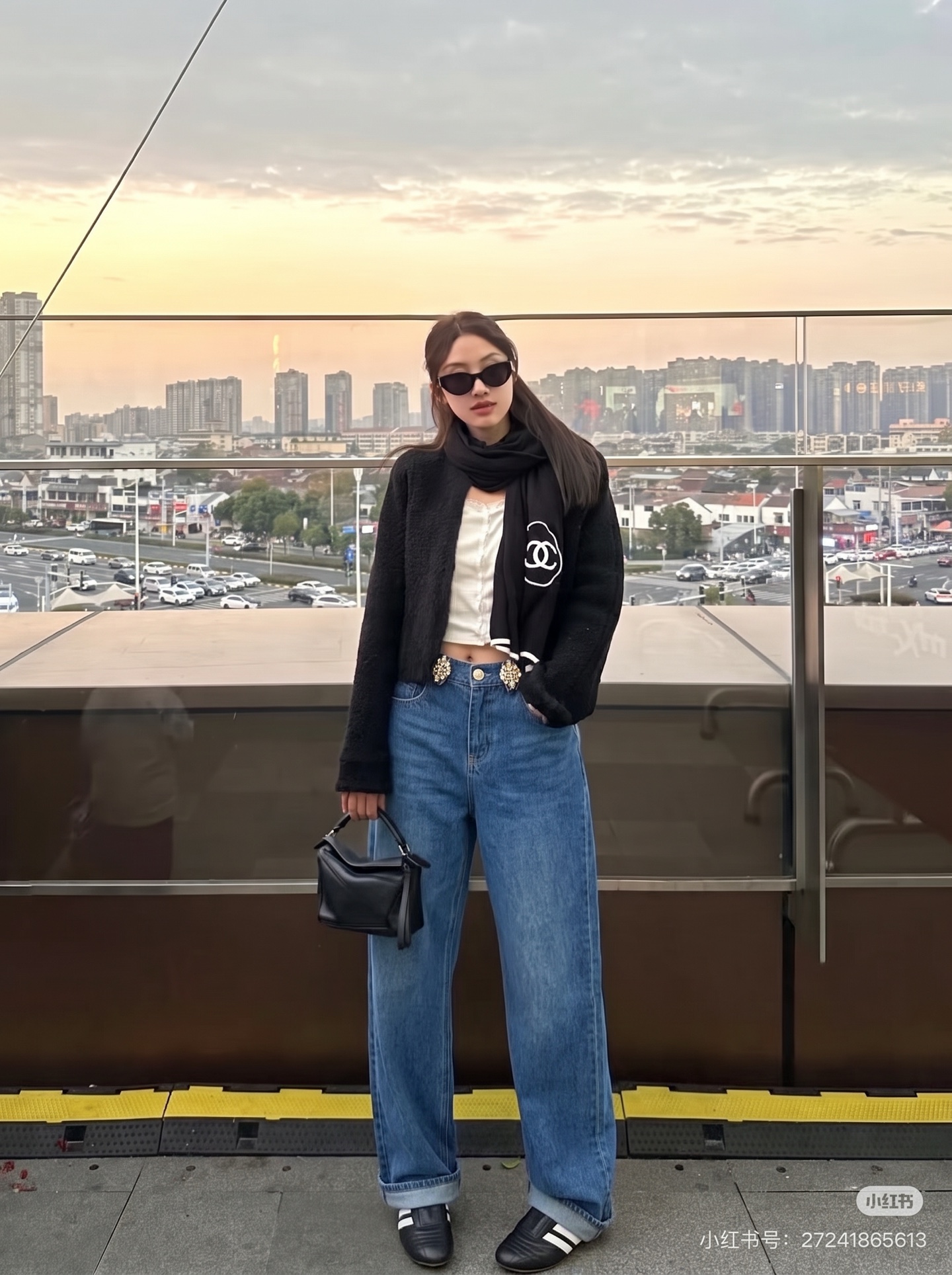 Chan 26fw rhinestone straight-leg jeans