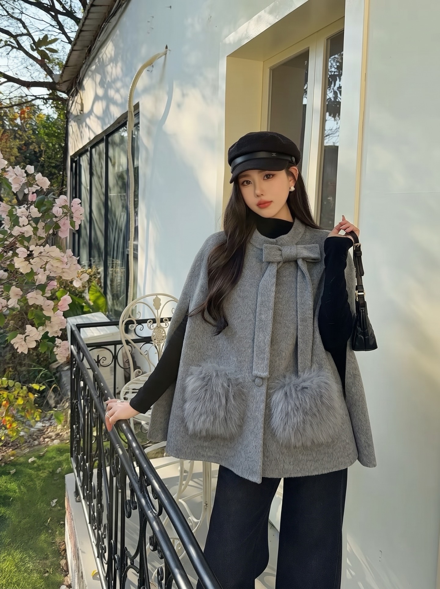 Fen 26fw woolen cape jacket