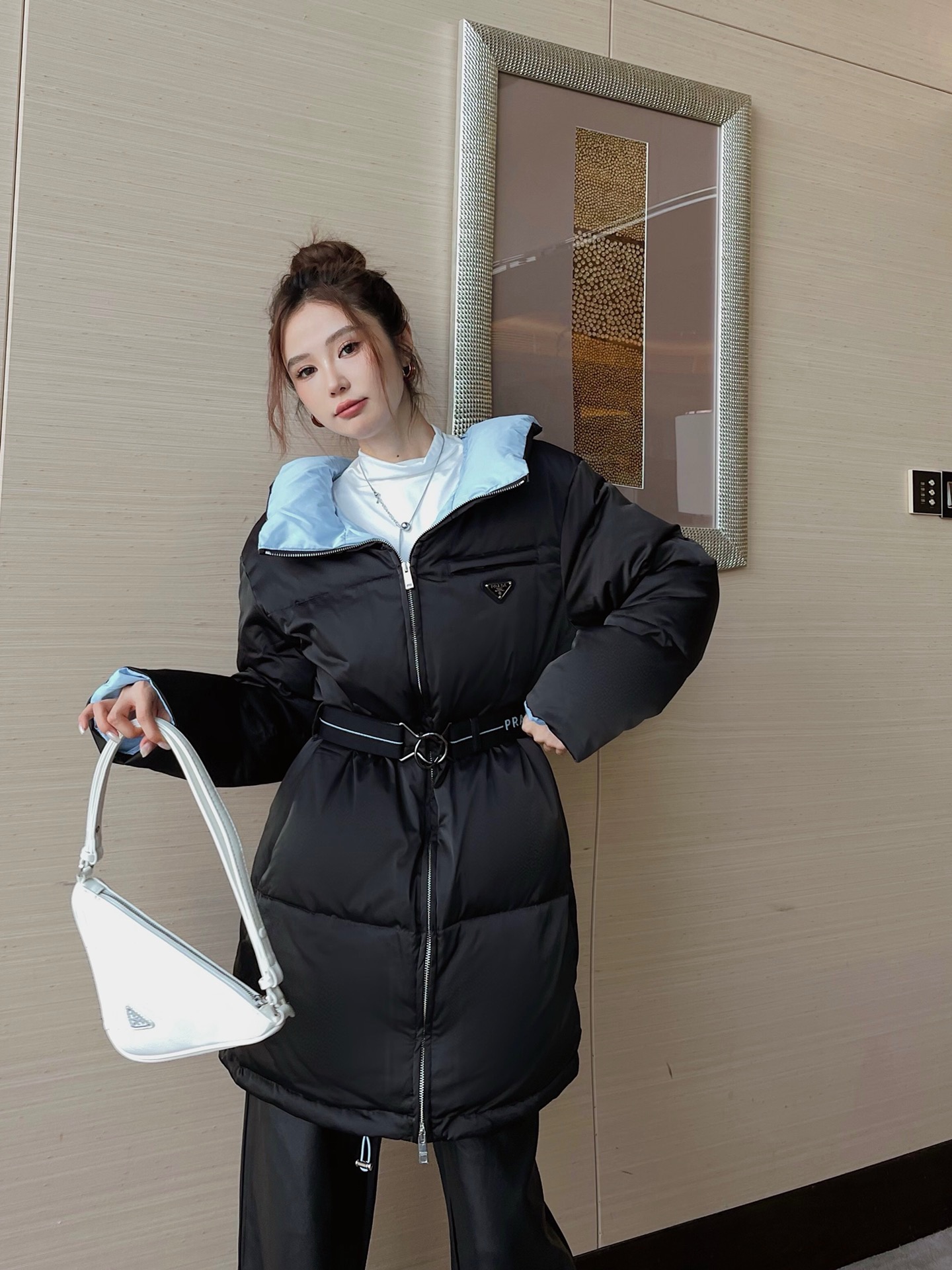 Pra 26fw belted down jacket