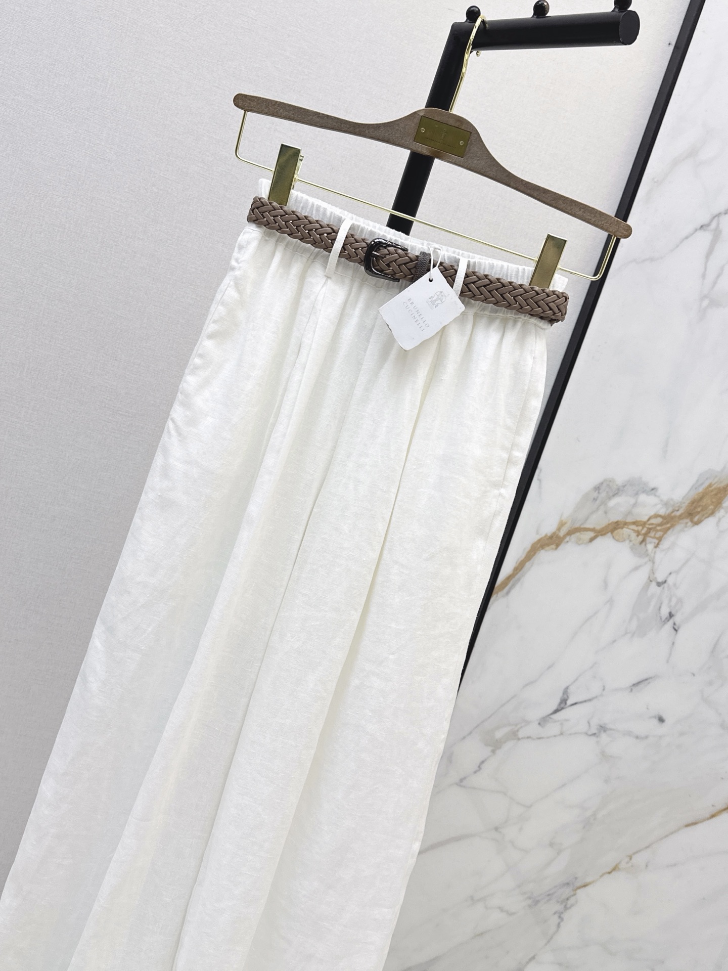 Brun 26ss belted straight-leg pants