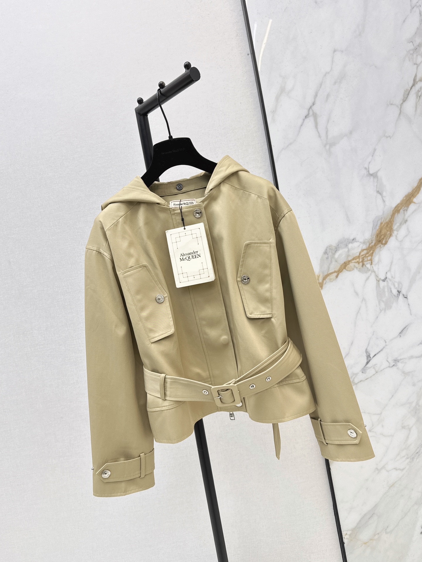 McQ 26fw hooded cropped trench coat