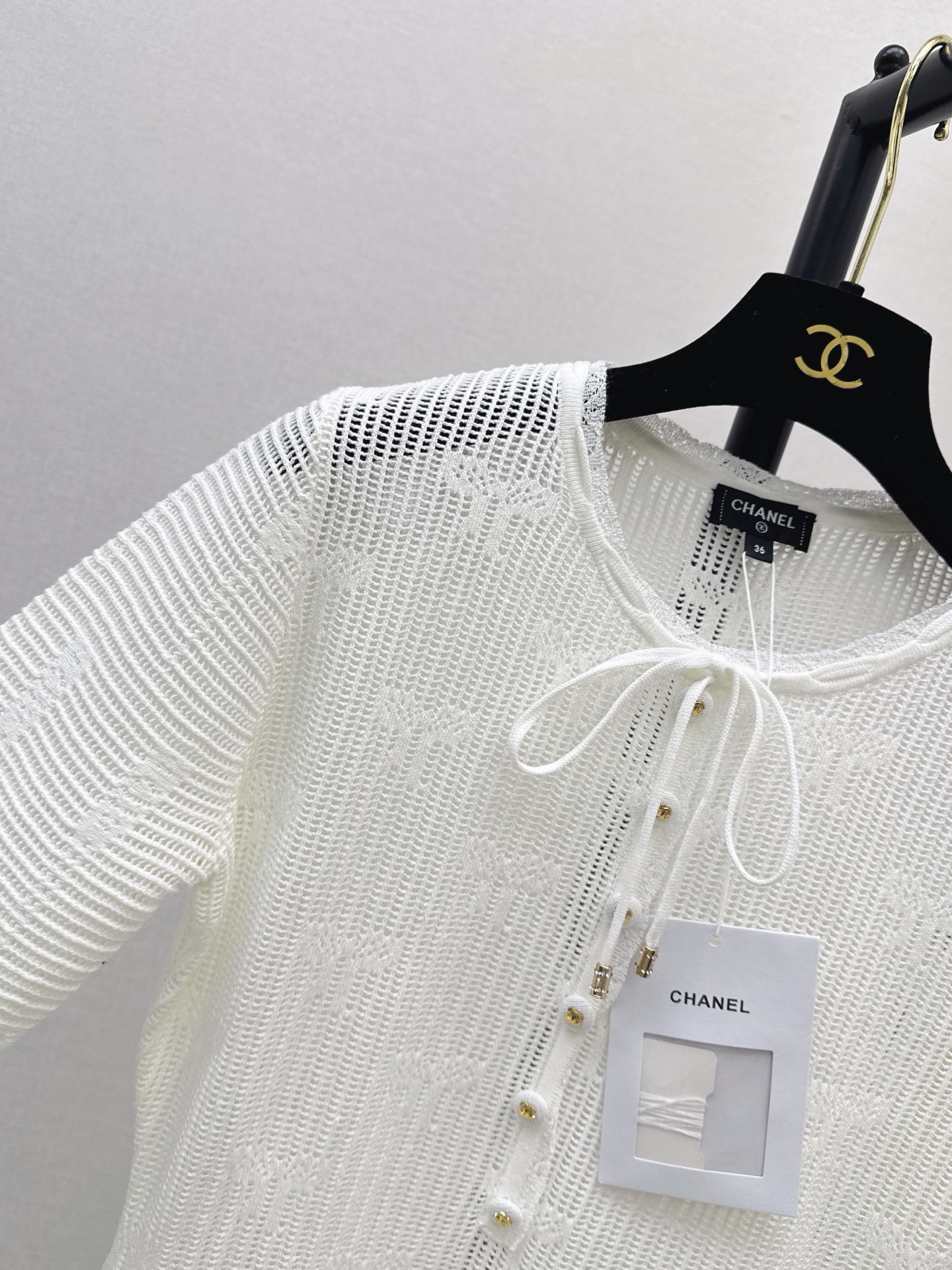 Chan 26fw hollow jacquard knit dress
