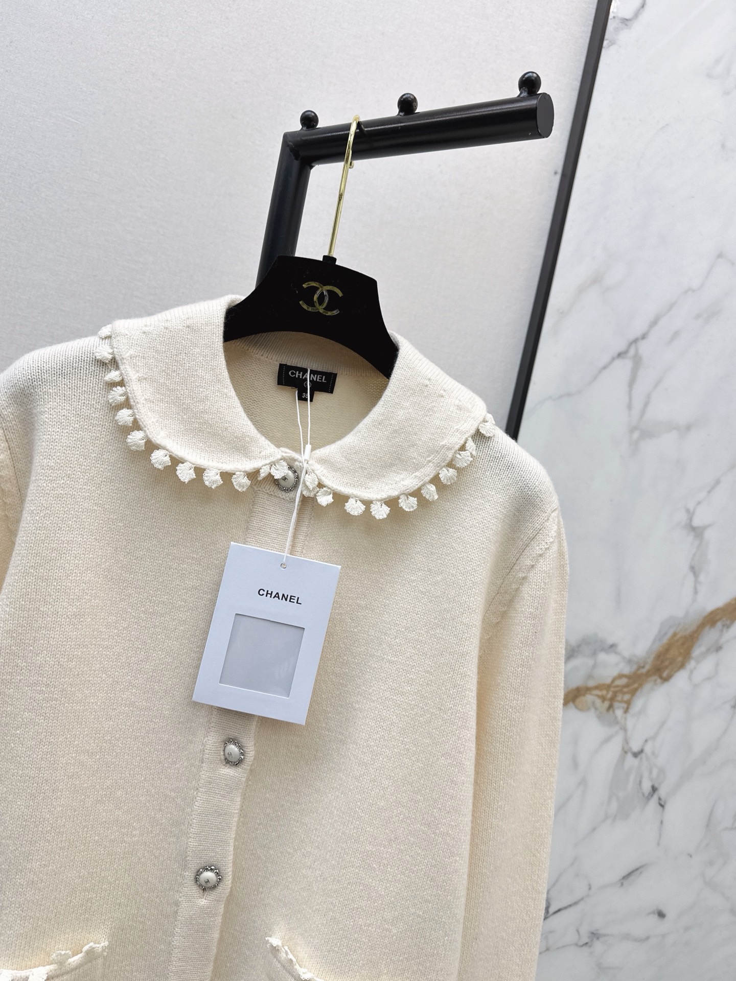 Chan 26fw lace-trim cardigan