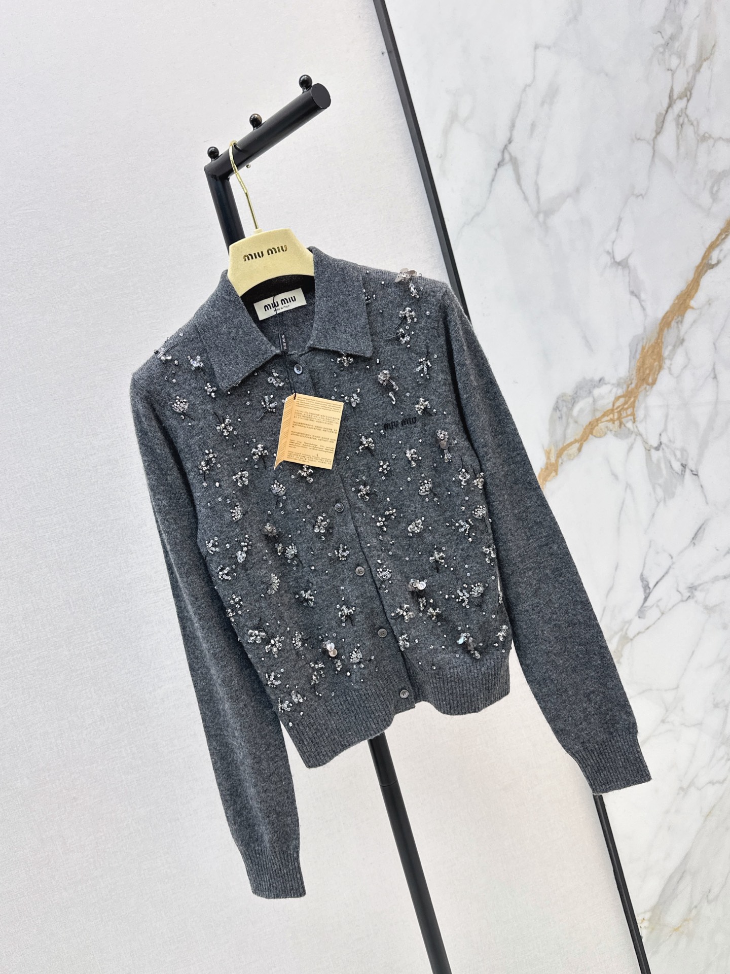 Miu 26ss rhinestone knitwear