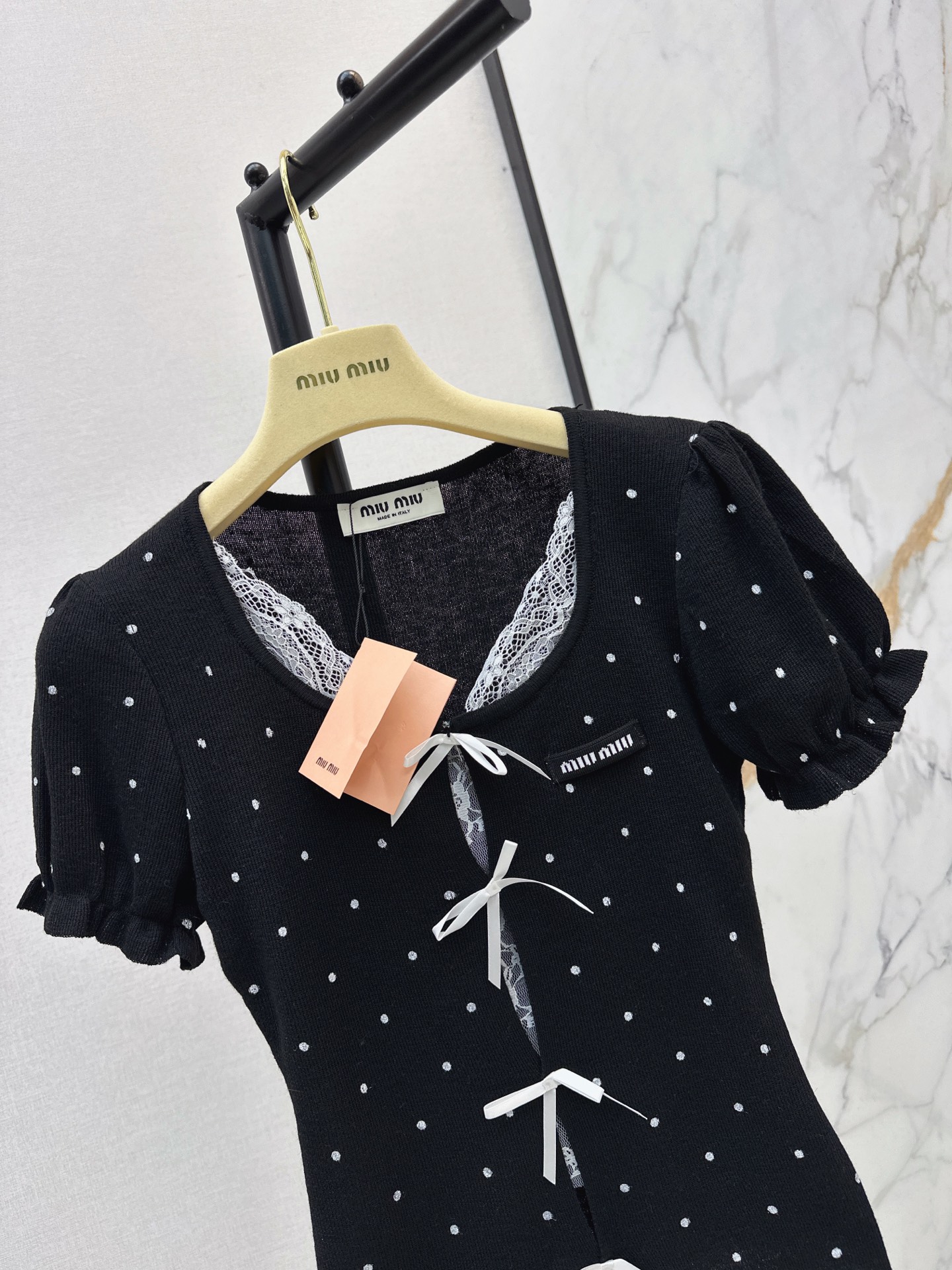Miu 26ss pokla dots knit top