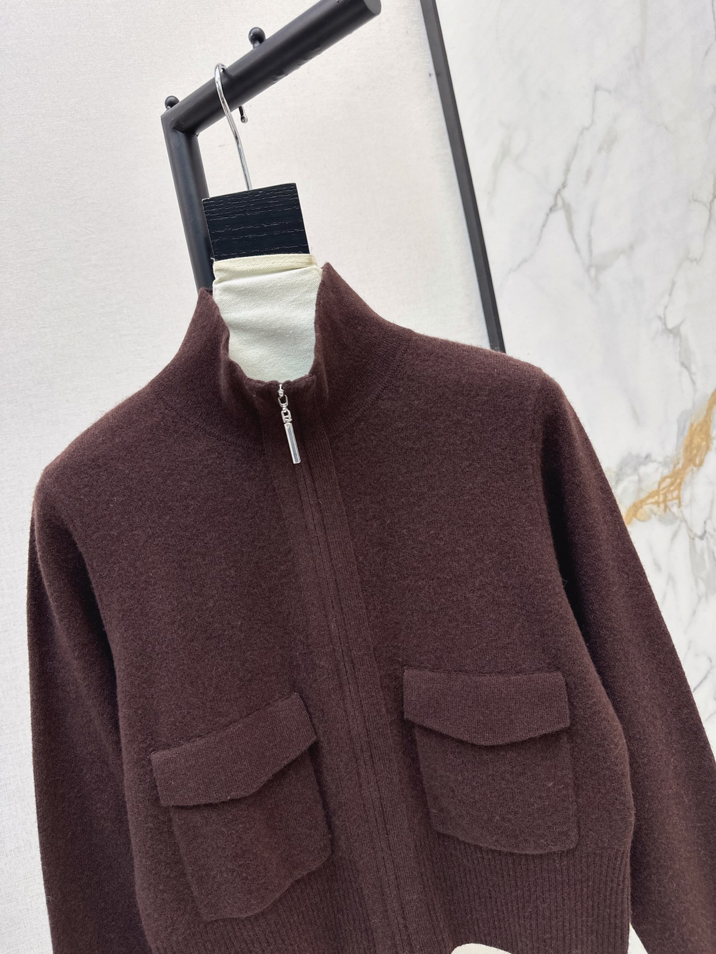 Brun 26fw stand collar knit cardigan