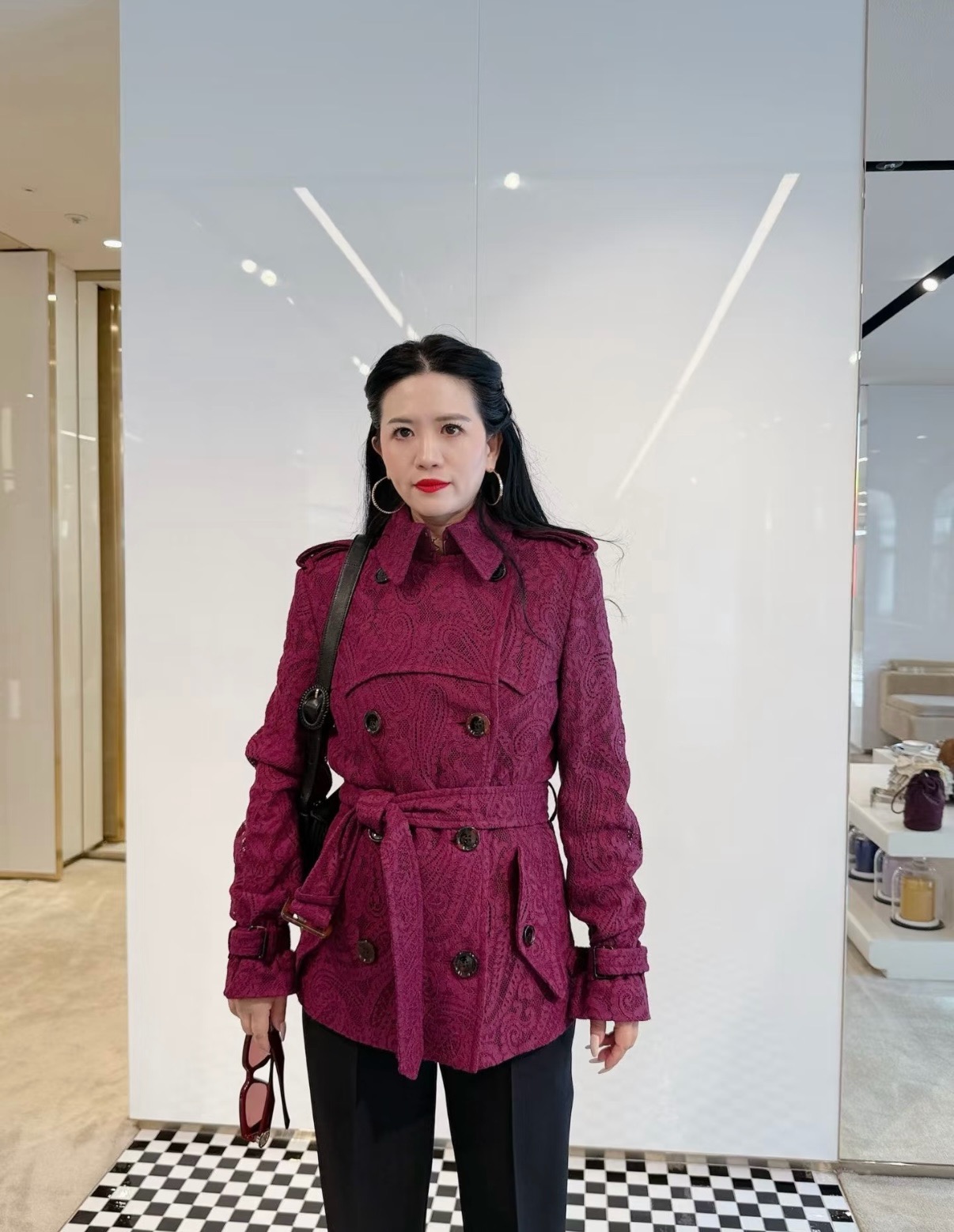 Bur 26fw lace cropped trench coats