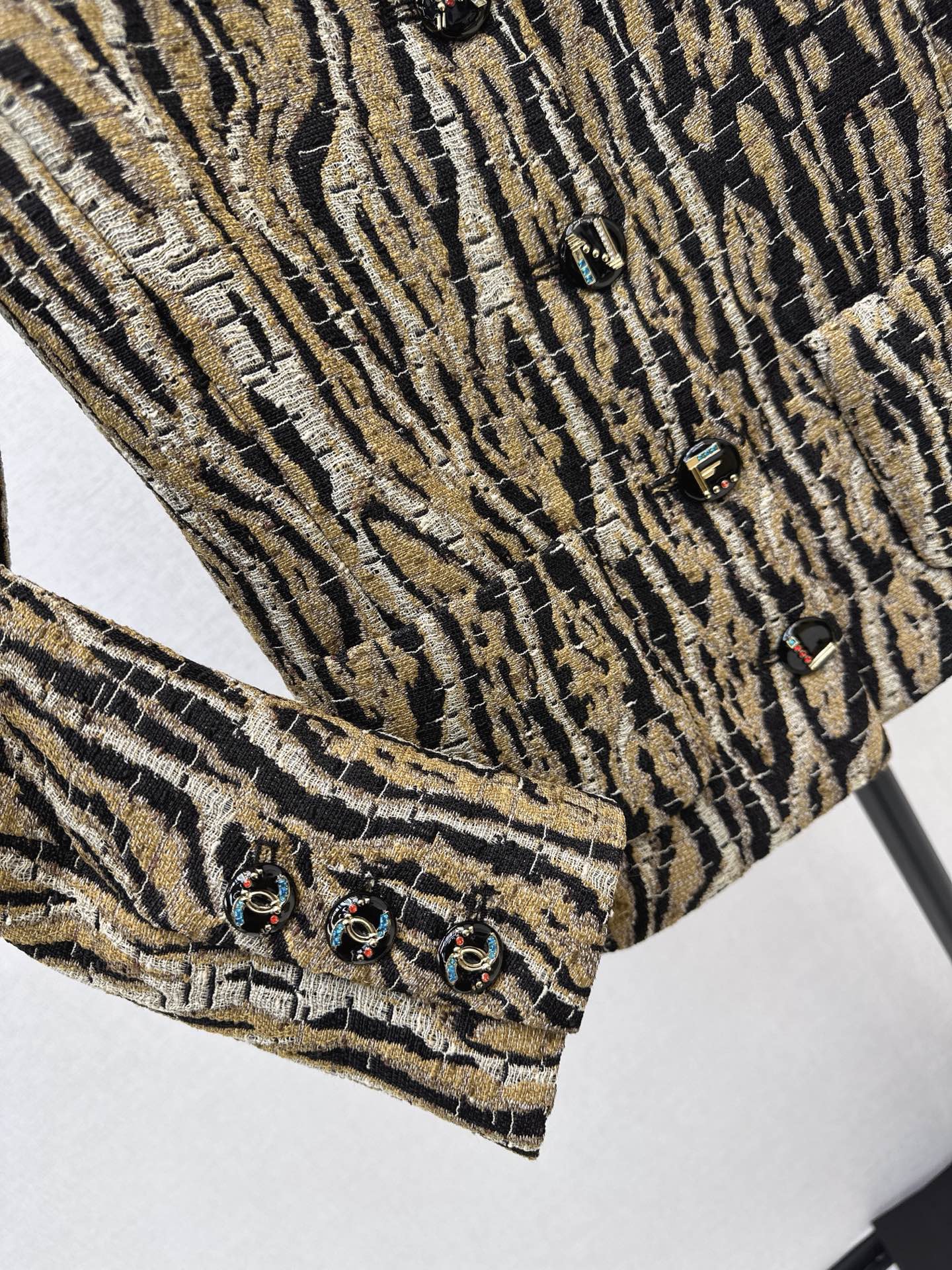 Chan 26fw leapard jacquard woven jacket