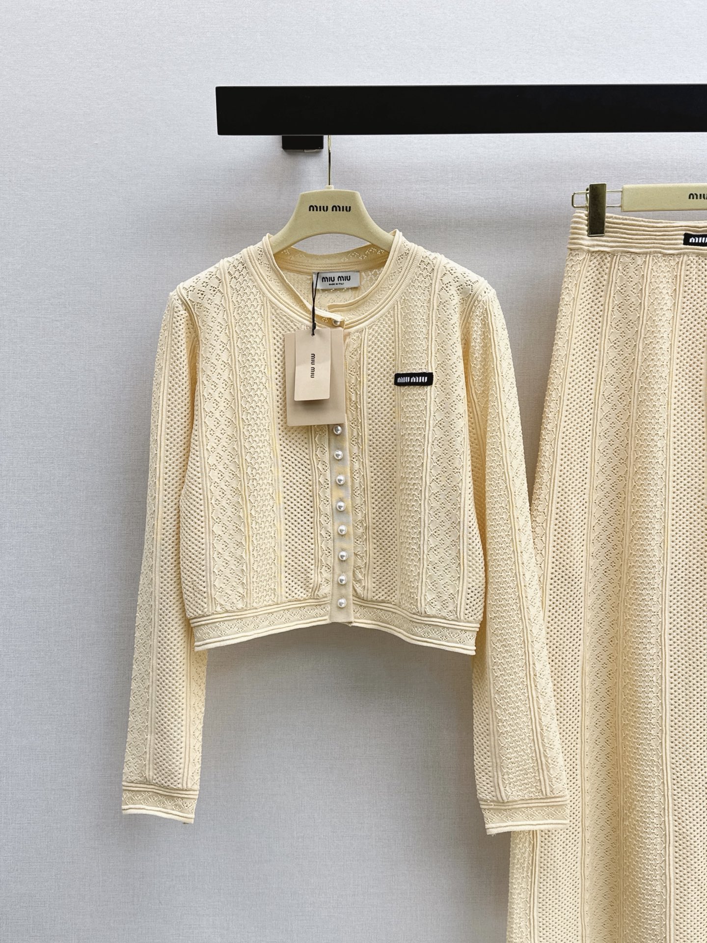 Miu 26fw knit cardigan skirt sets