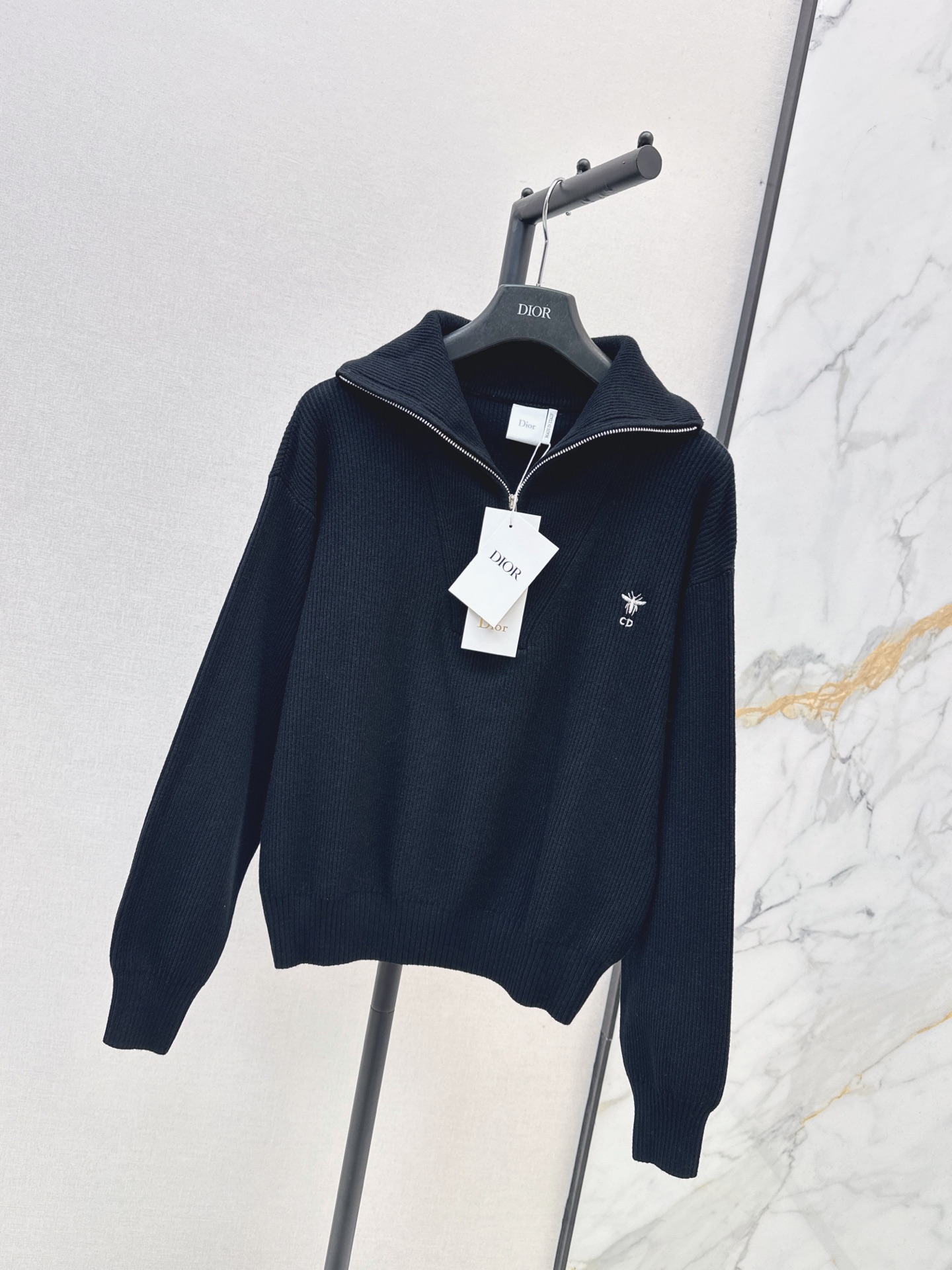 Chan 26fw zip-half knit sweater
