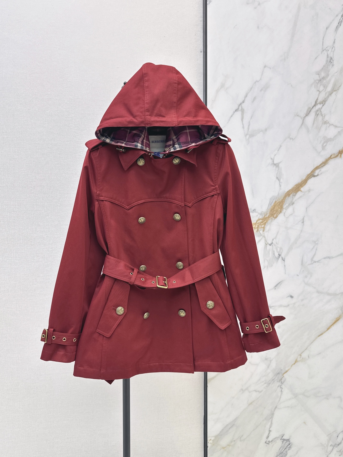 Bur 26fw hooded cropped trench coats