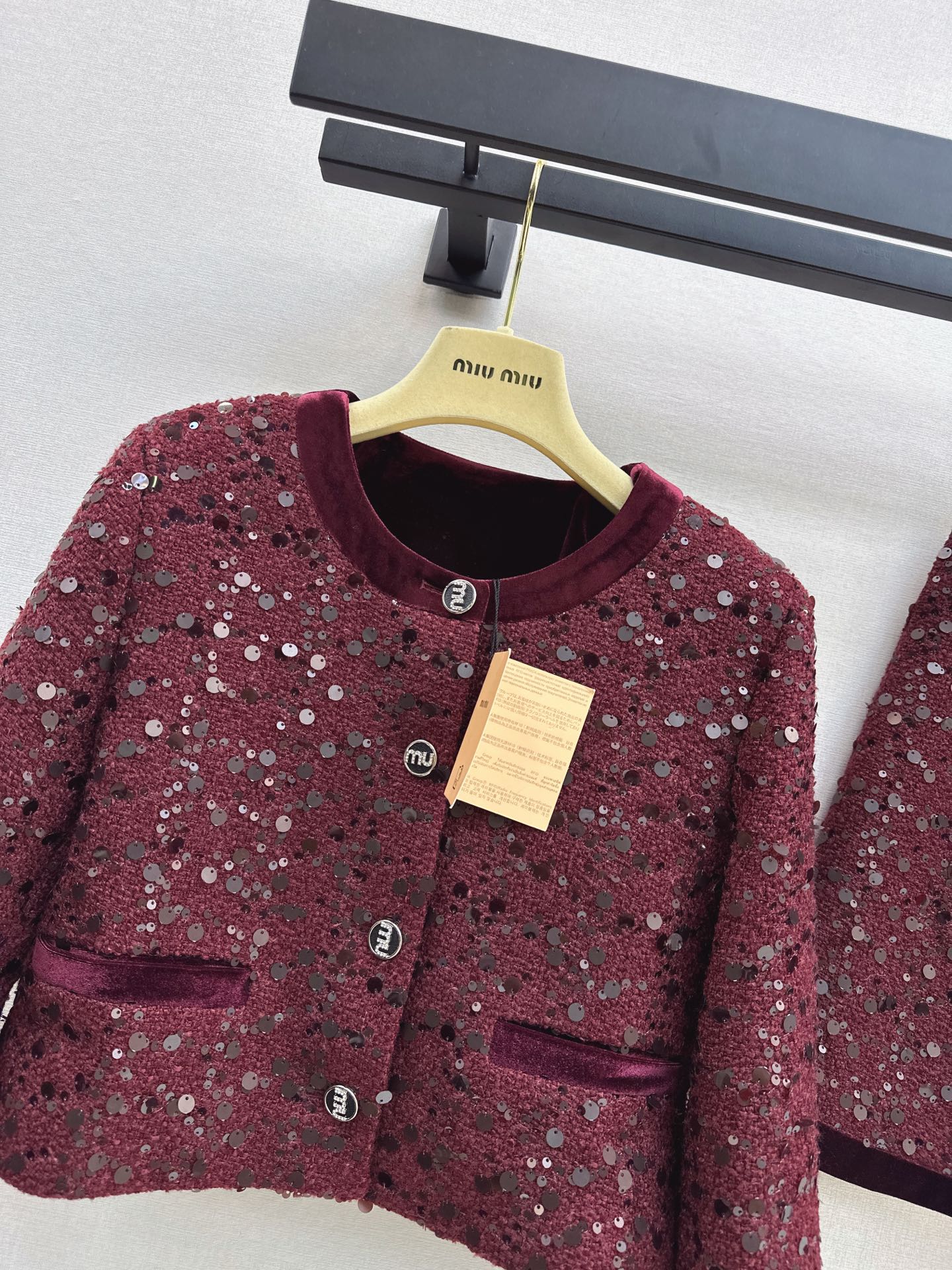 Chan 26fw tweed woven jacket A-line skirt sets