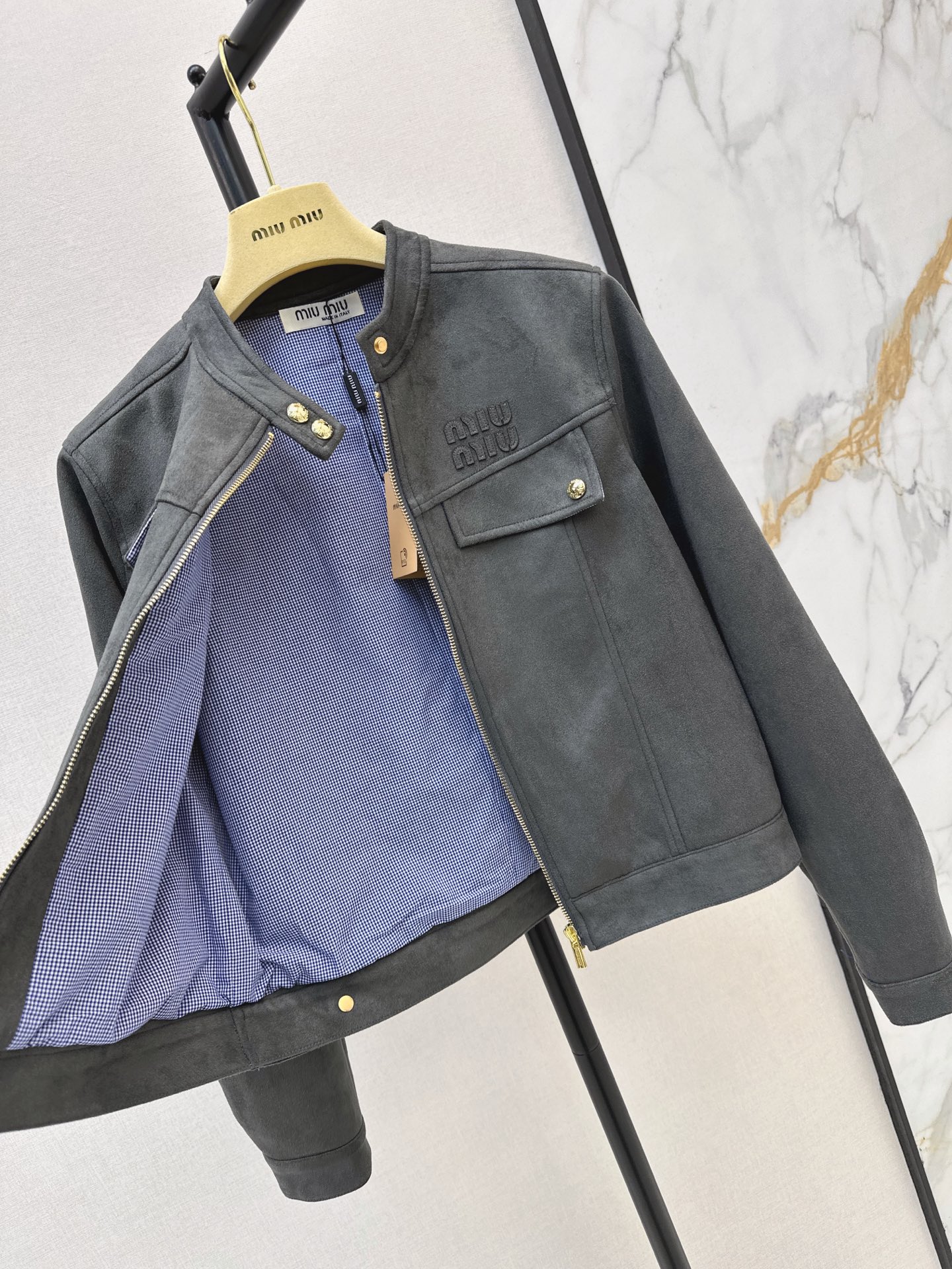 Miu 26fw zip-up cropped jacket