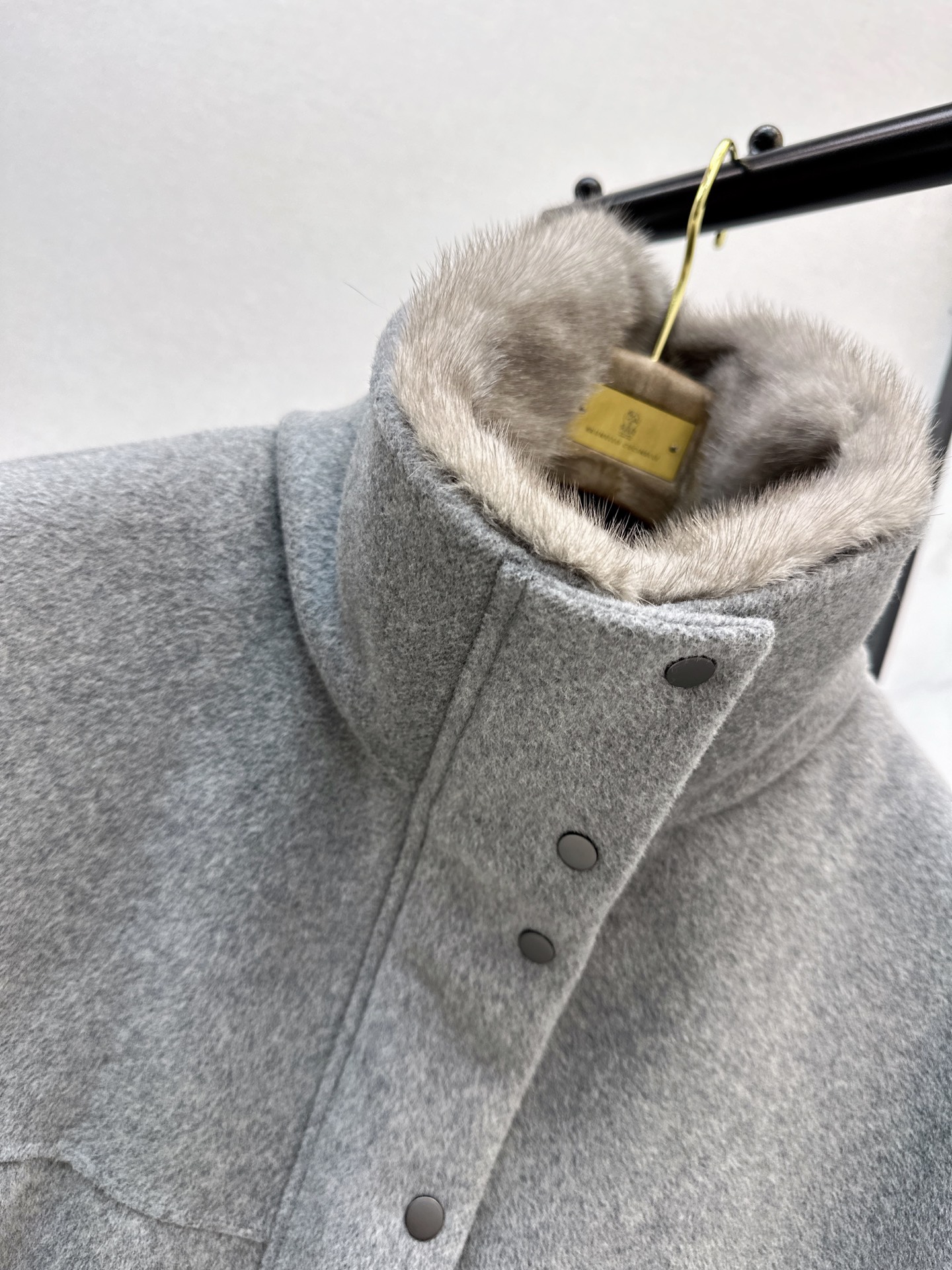 Brun 26fw fur-trim wool jacket