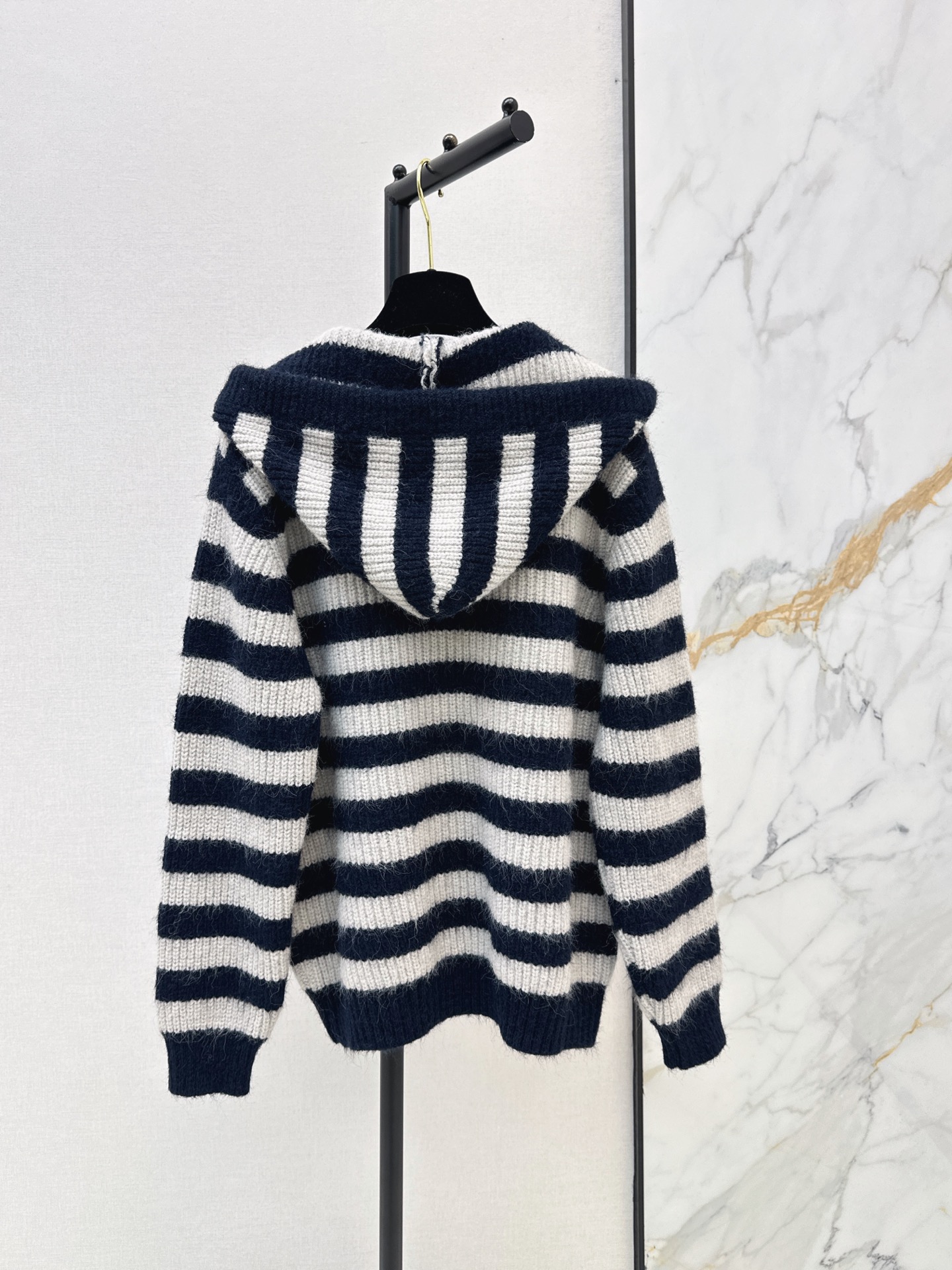 Chan 26fw stripe hooded cardigan