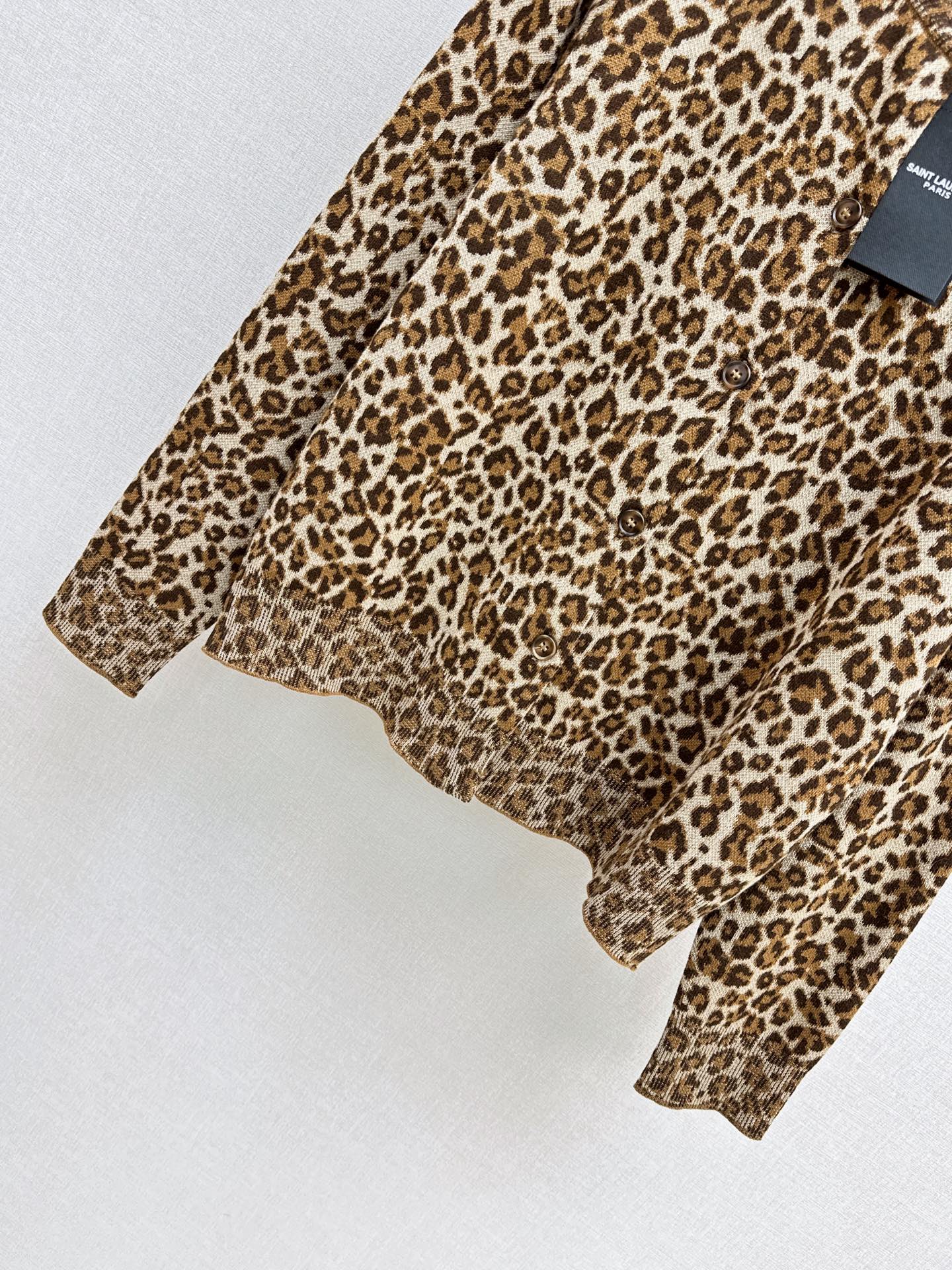 Sain 26fw leopard jacquard knit cardigan