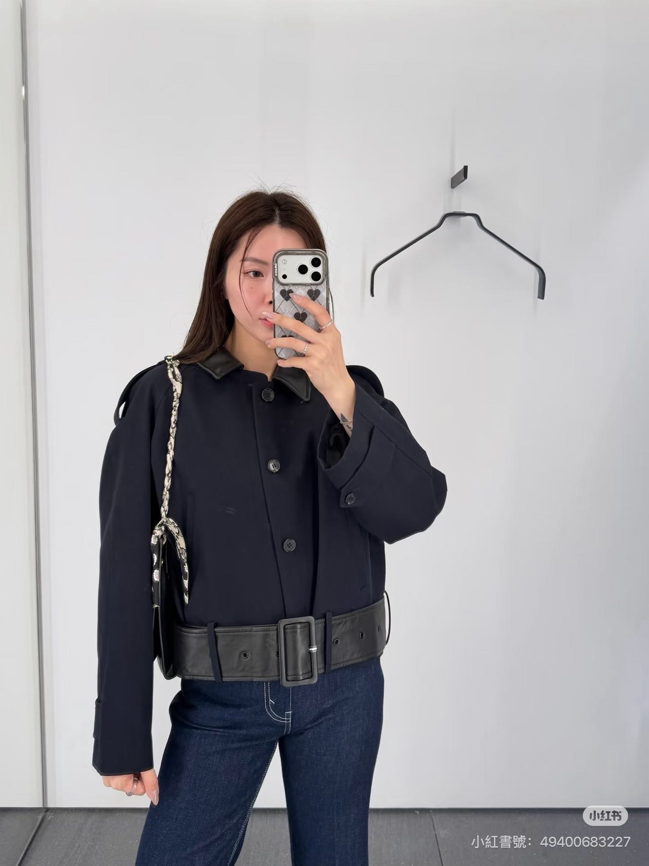 Celi 26fw leather-trim cropped jacket
