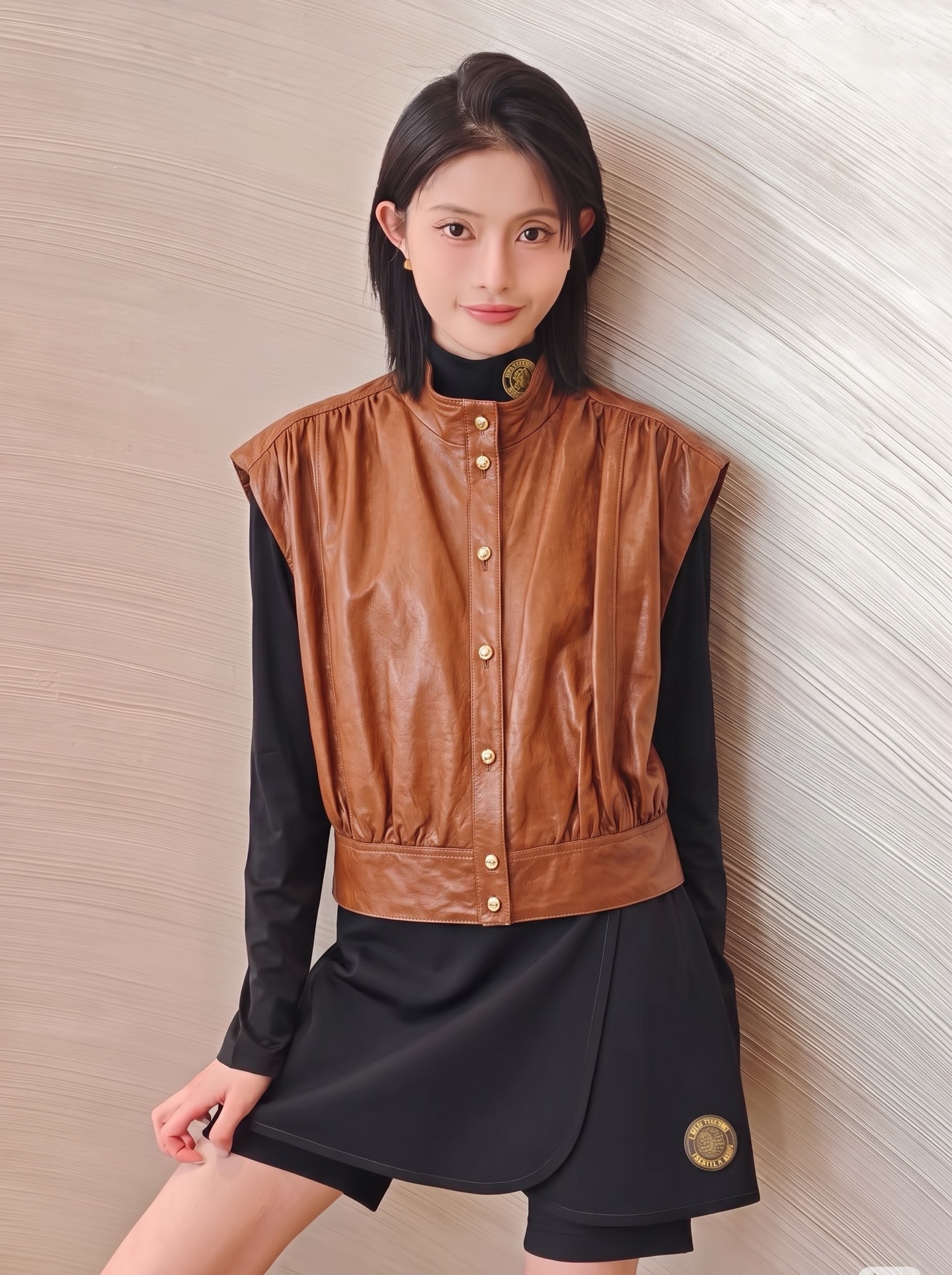 Loui 26fw leather vest jacket