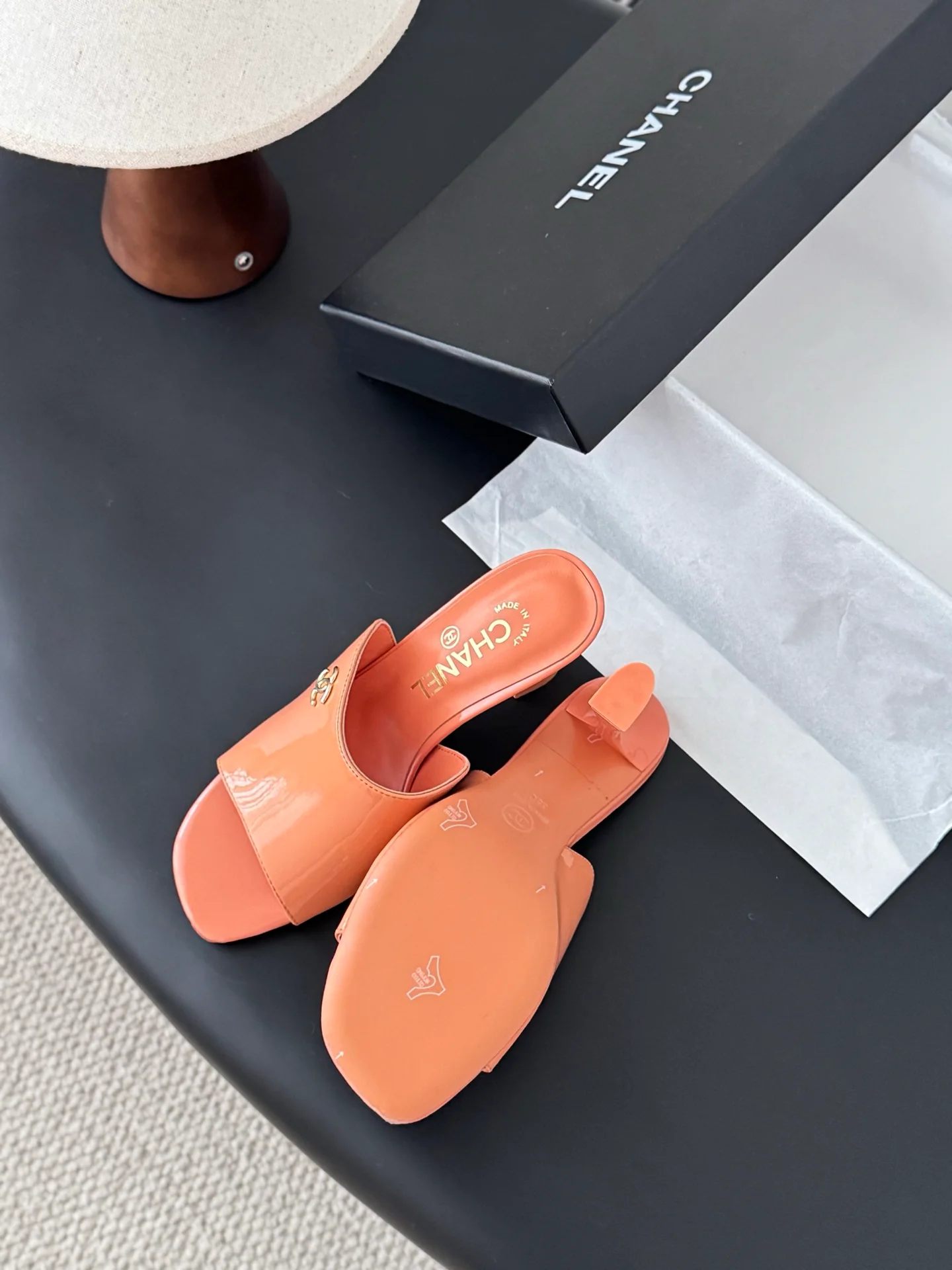 Chan 25fw high heeled slides sandals