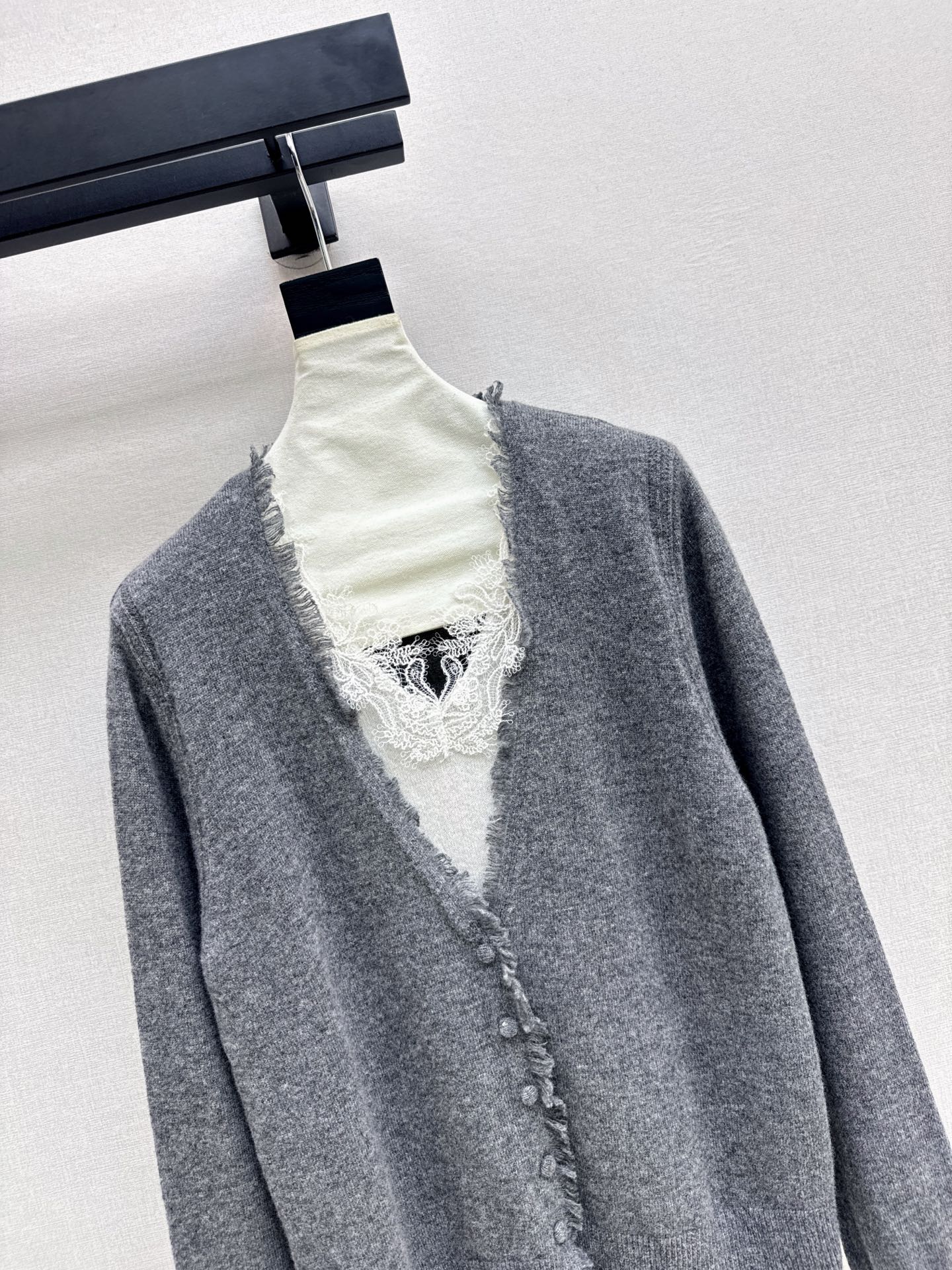 ES 26fw lace contract wool cardigan