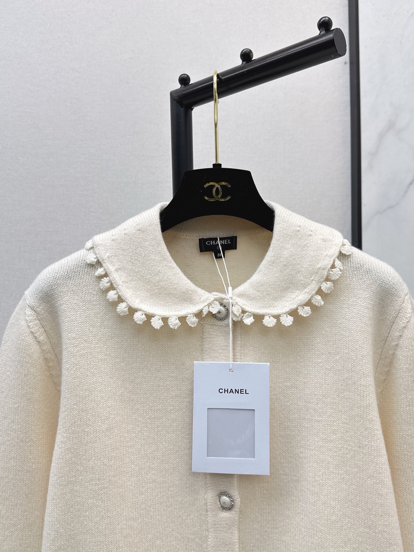 Chan 26fw lace-trim cardigan
