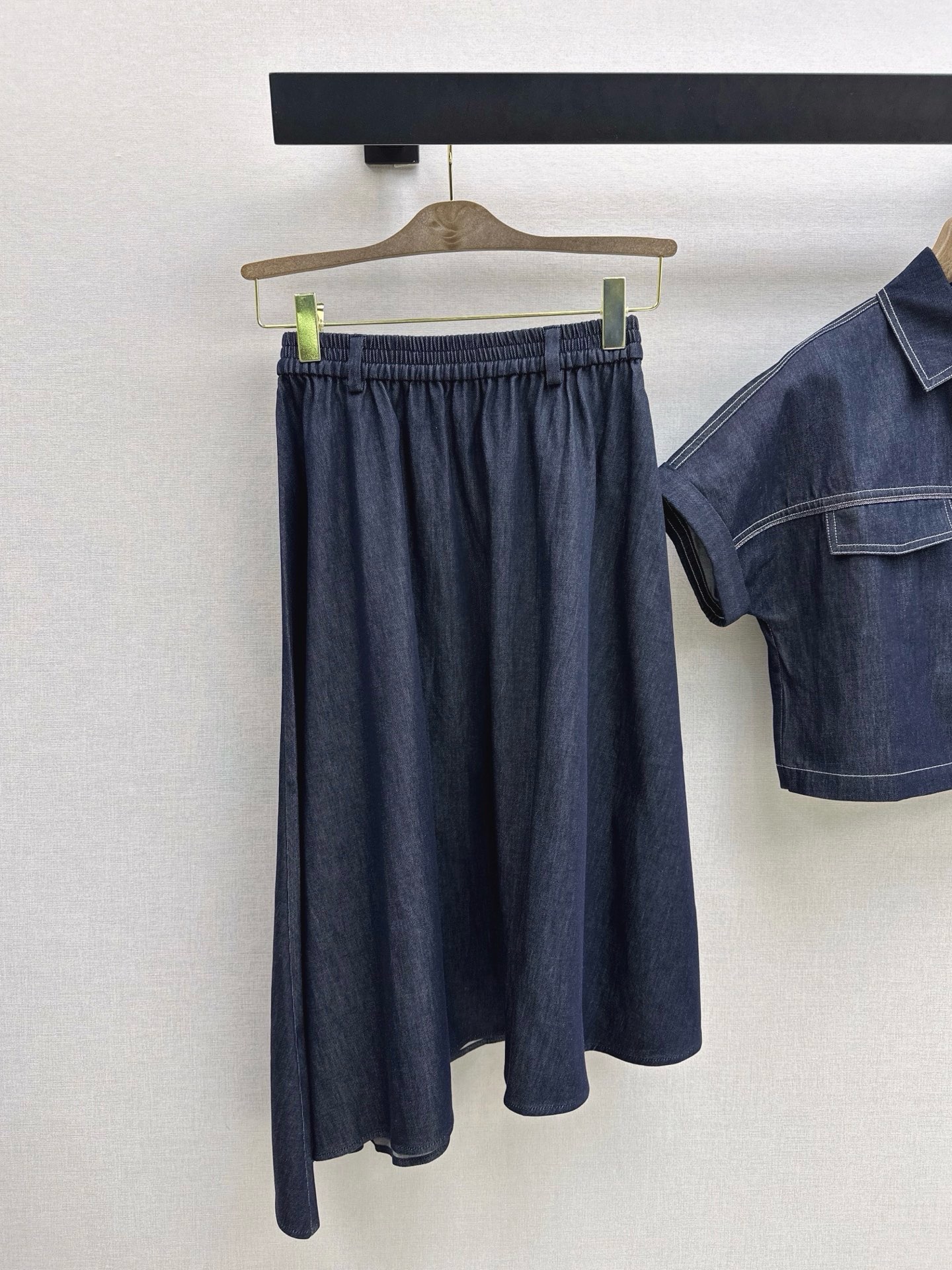 Brun 26ss denim shirt skirt sets