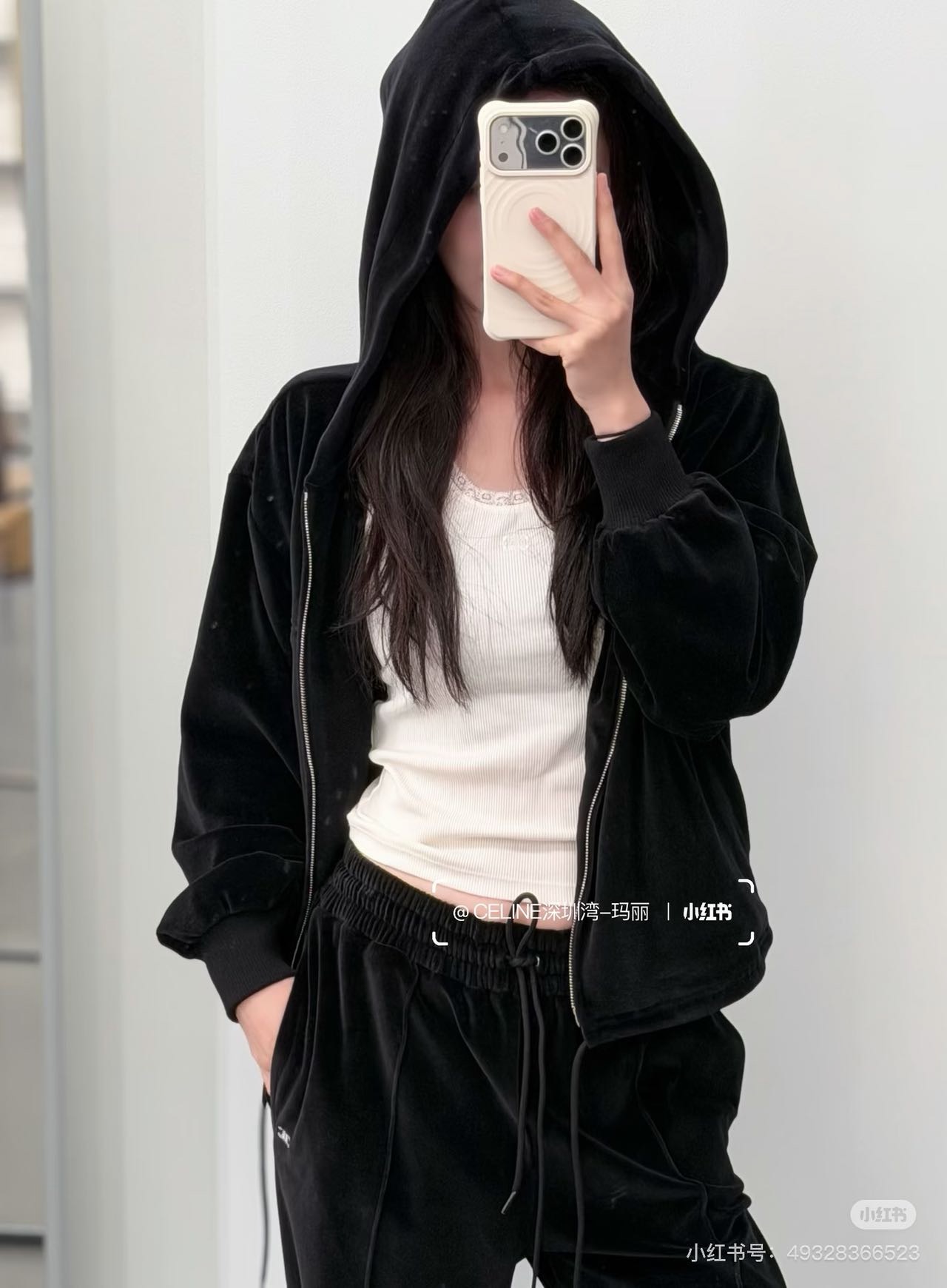 Celi 26fw velvet hooded jacket pants sets