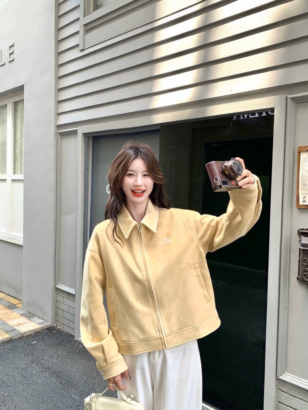 Loe 26fw suede-fleece jacket