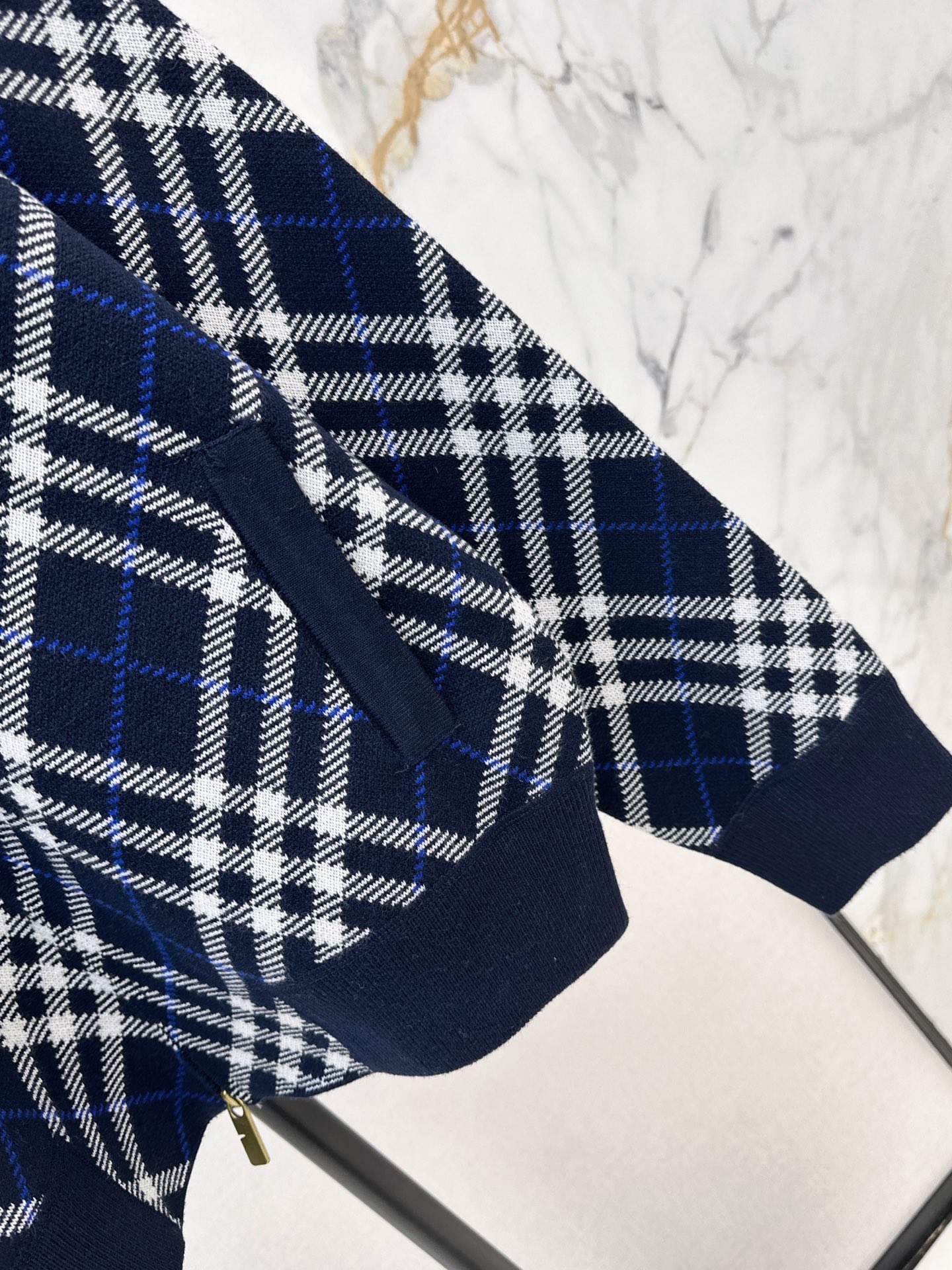 Bur 26fw check knit cardigan