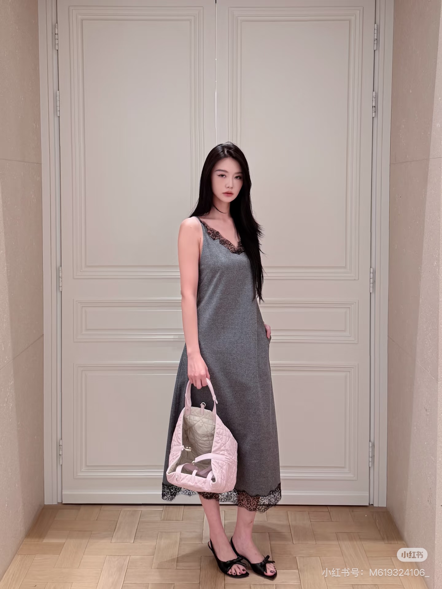 CD 26fw lace trim slip dress