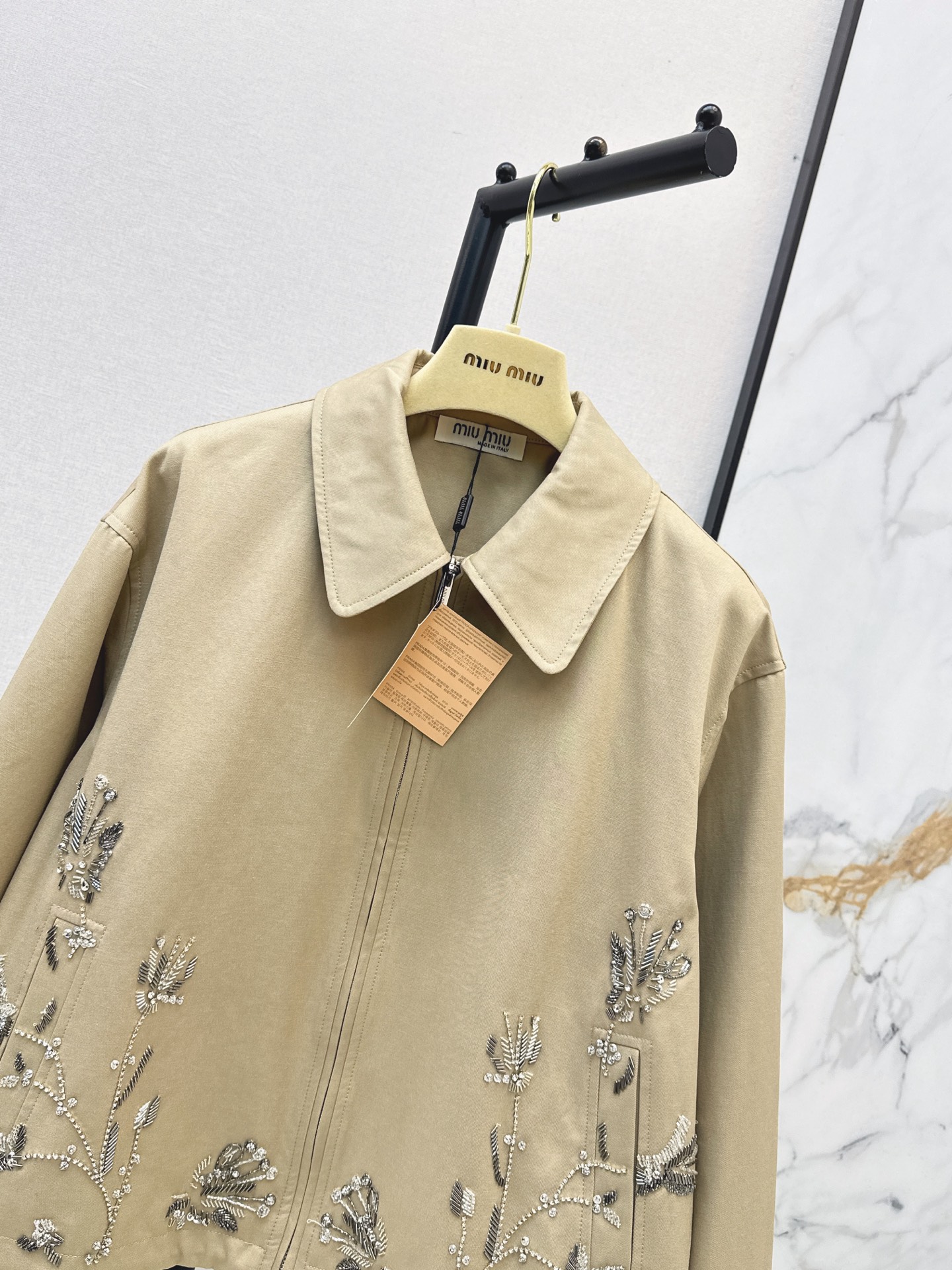 Miu 26fw beading cropped trench coats