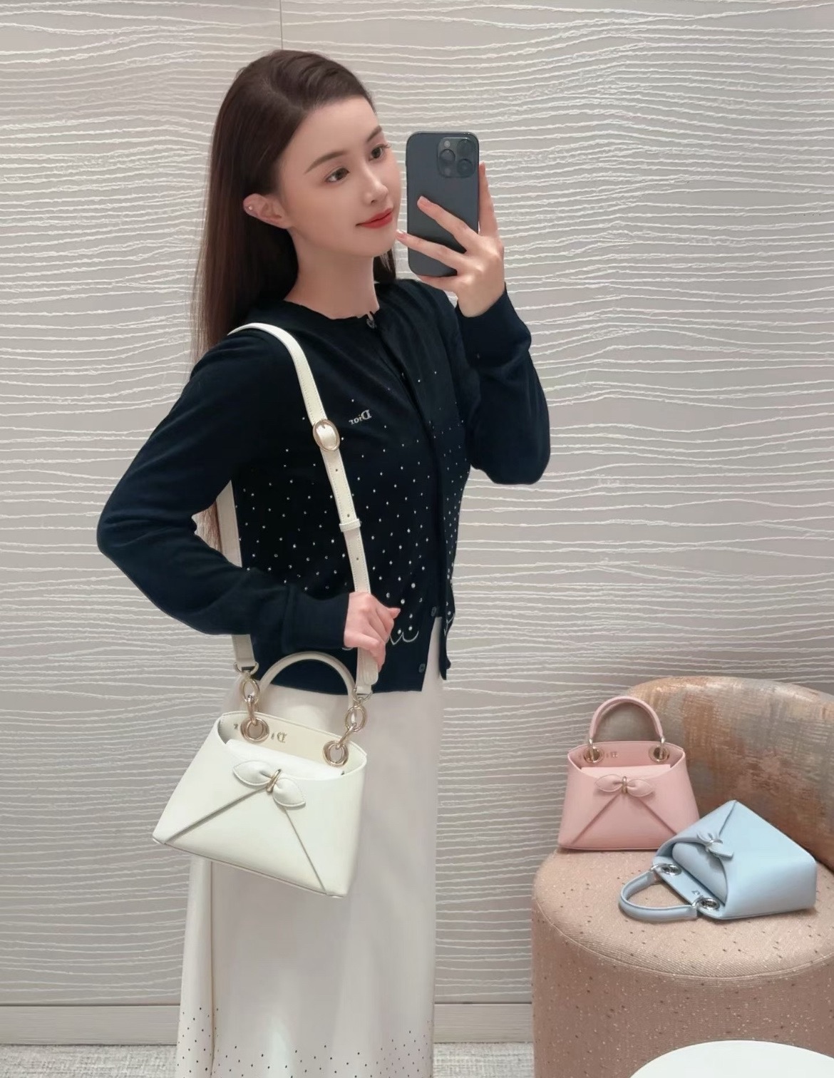 CD 26fw rhinestone knit cardigan