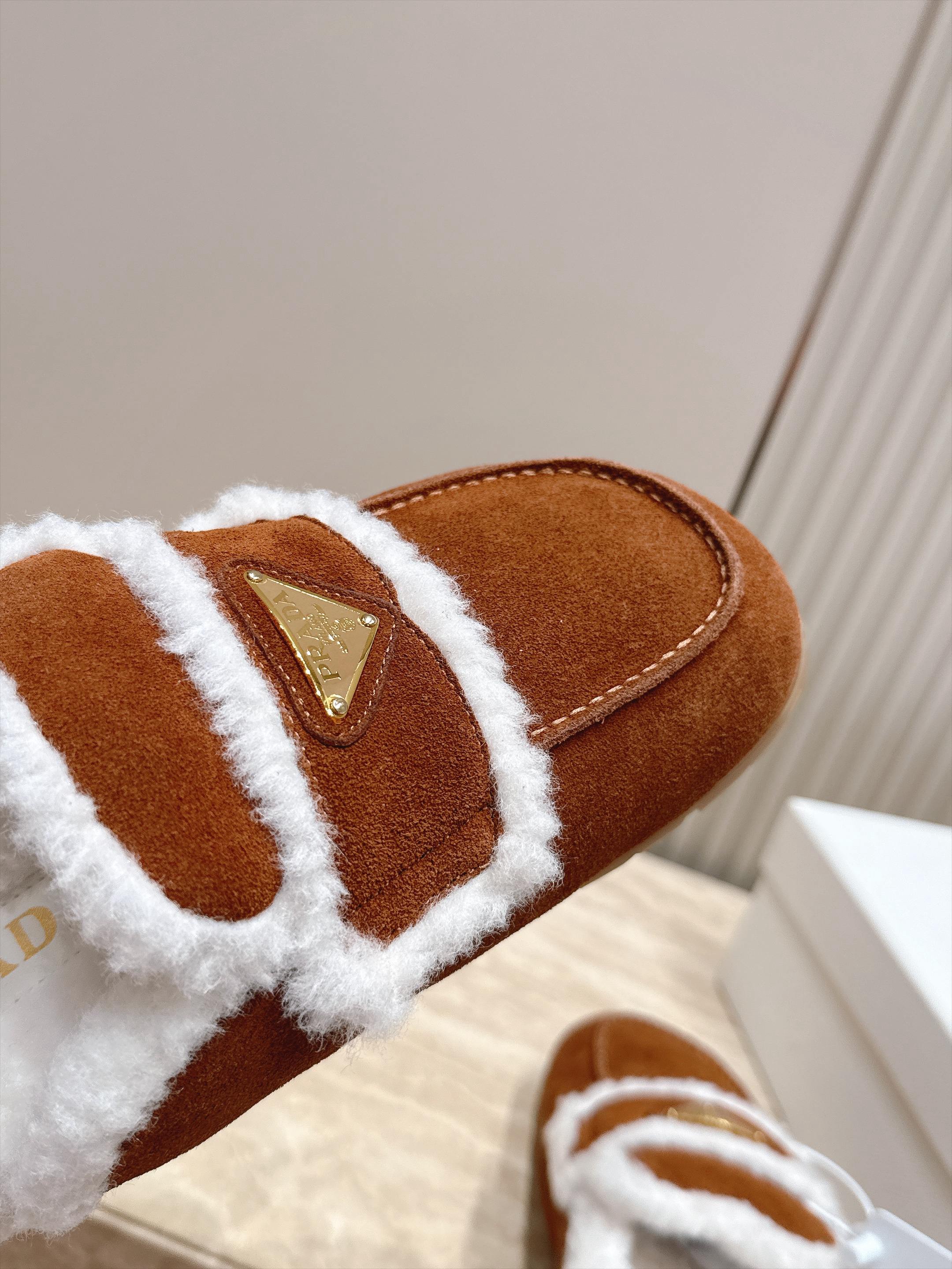 Pra hearling-Trim Suede Mule Loafers