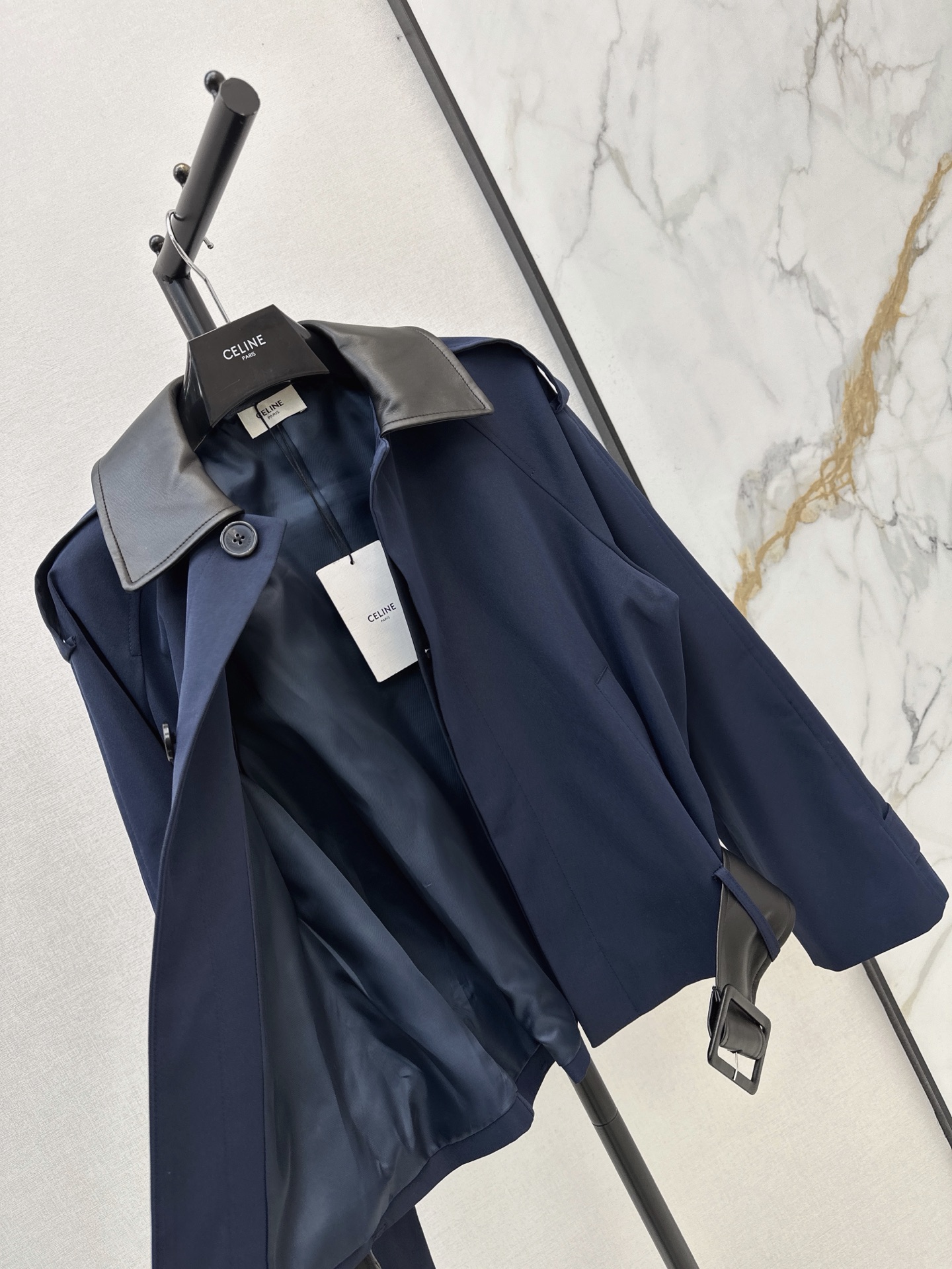 Celi 26fw leather-trim cropped jacket